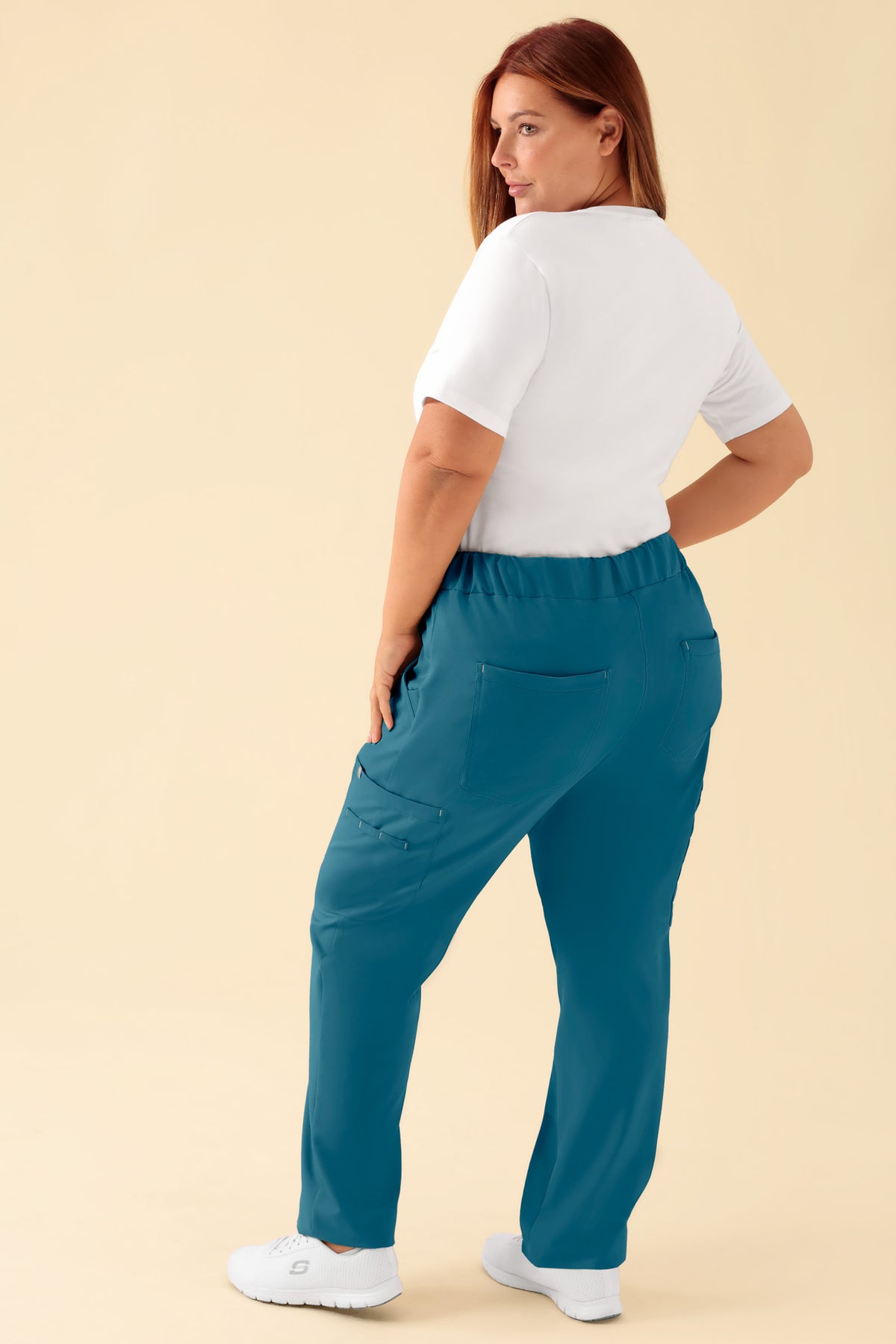 KAERE broek dames - met beenzak petrol, Achterzijde view Het model is 173 cm lang en draagt maat XL