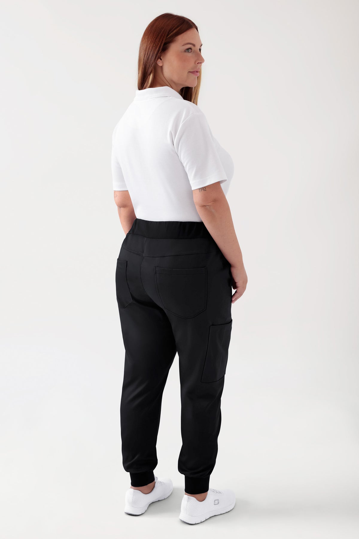 COMFY FLEX broek dames - jogpants zwart, Achterzijde view Het model is 173 cm lang en draagt maat XL
