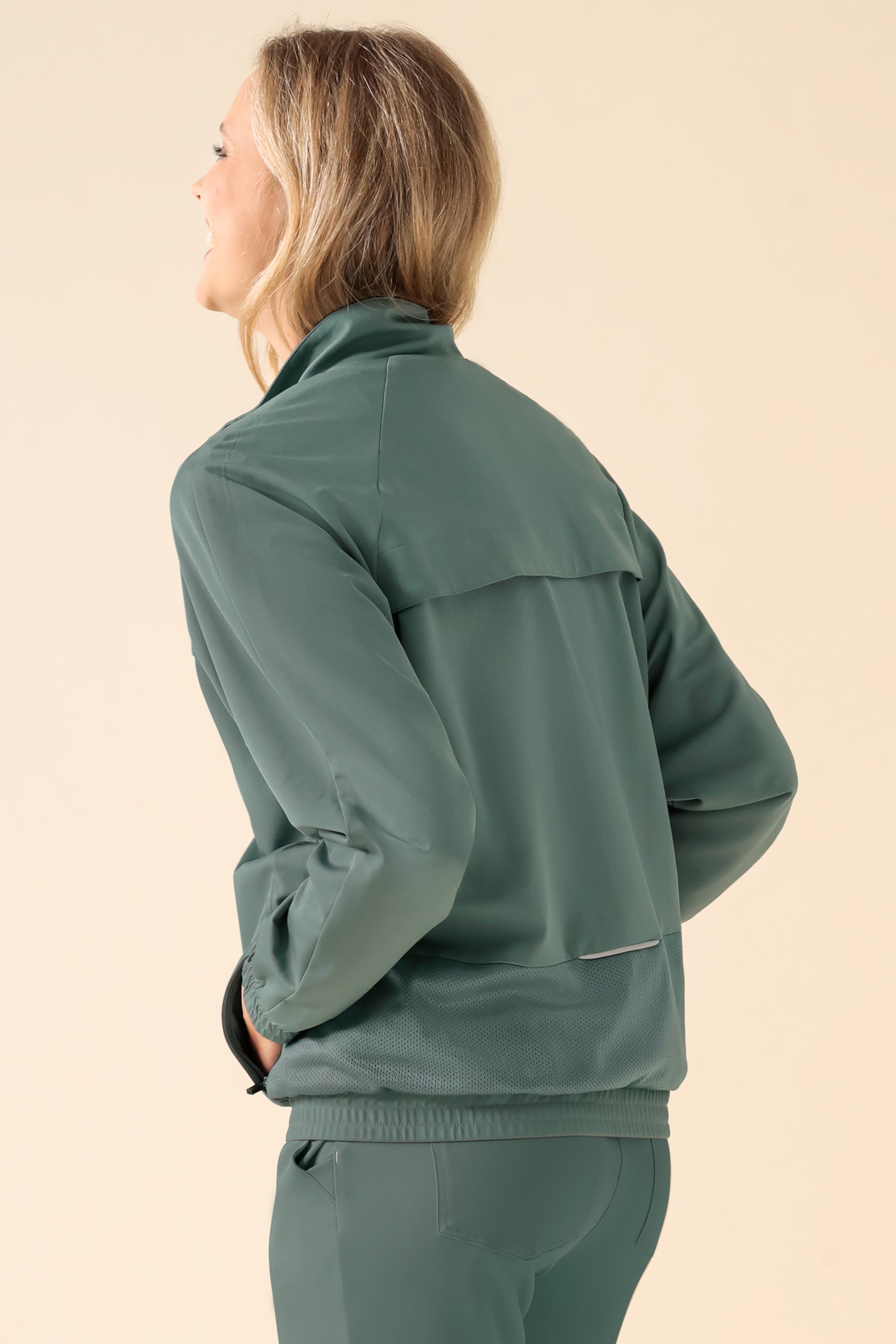 KAERE blouson dames - met elastische manchetten donkergroen