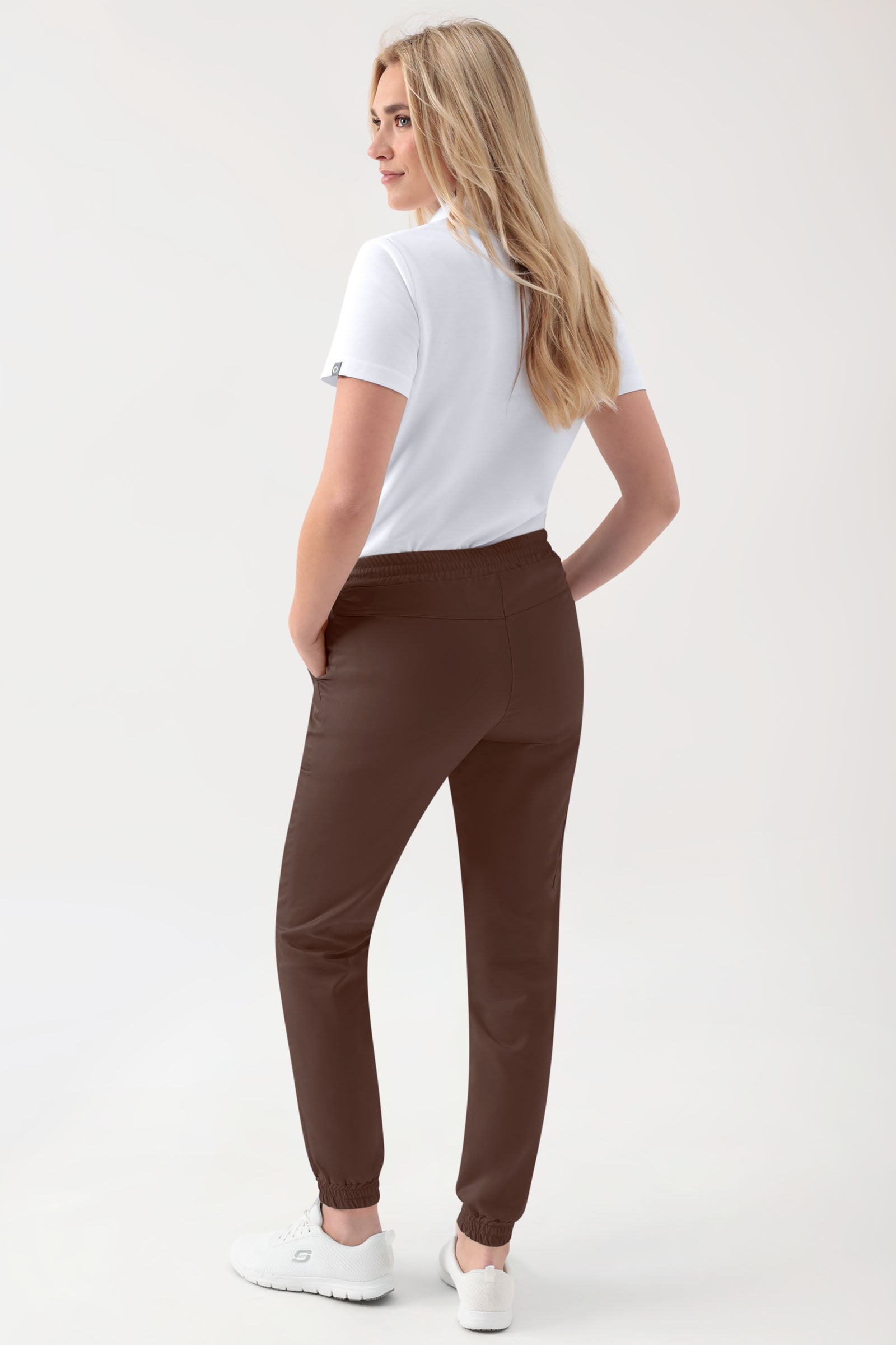 GREEN Stretch broek dames - joggingbroek style coffee