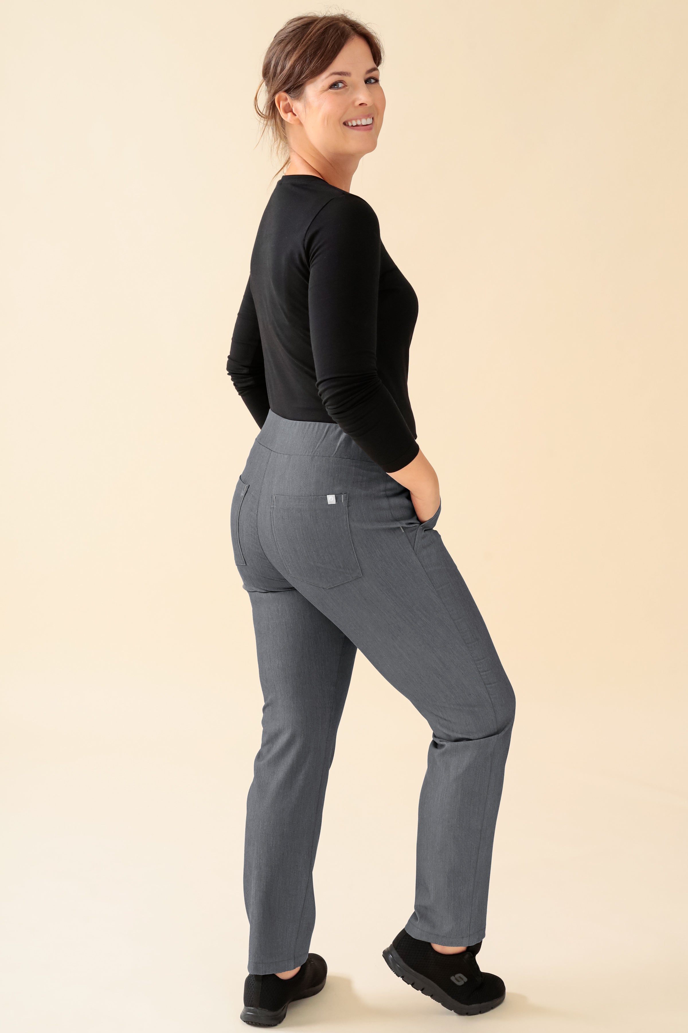 KAERE broek dames - korte maat zonder beenzak grijs melange