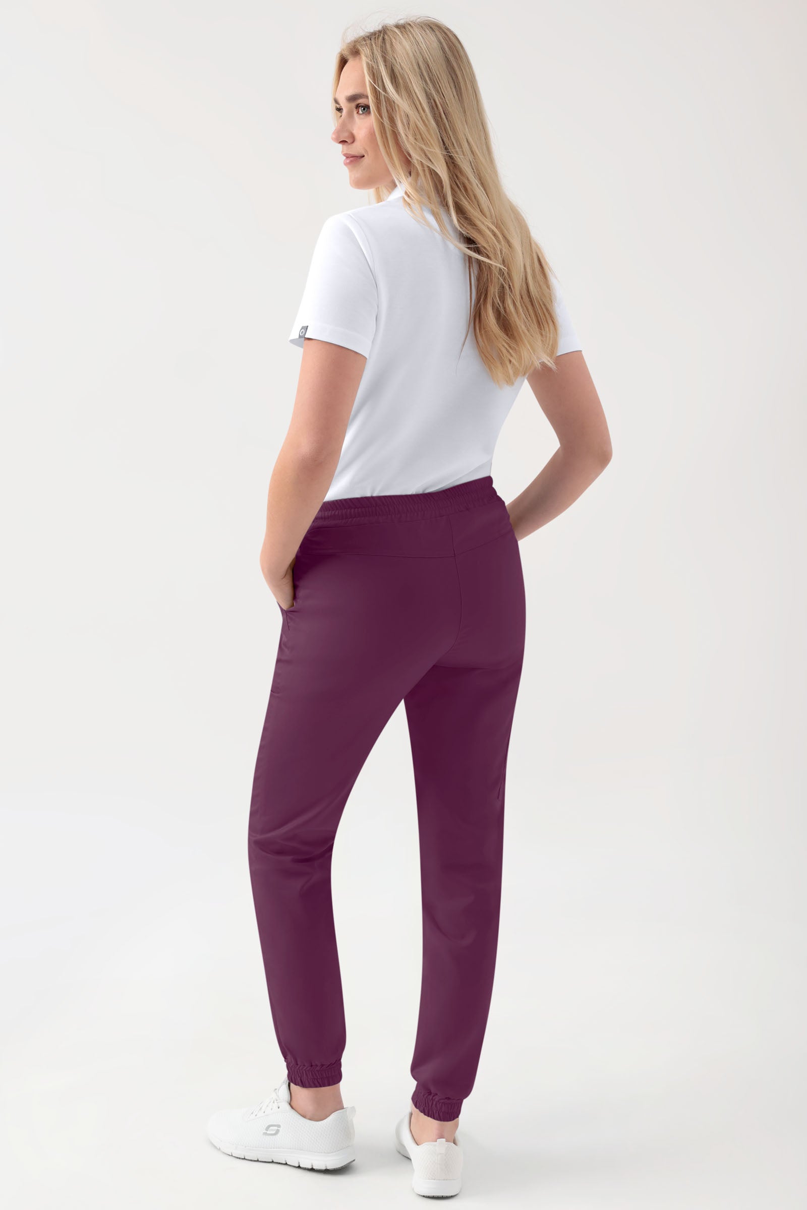 GREEN Stretch broek dames - joggingbroek style pruimen