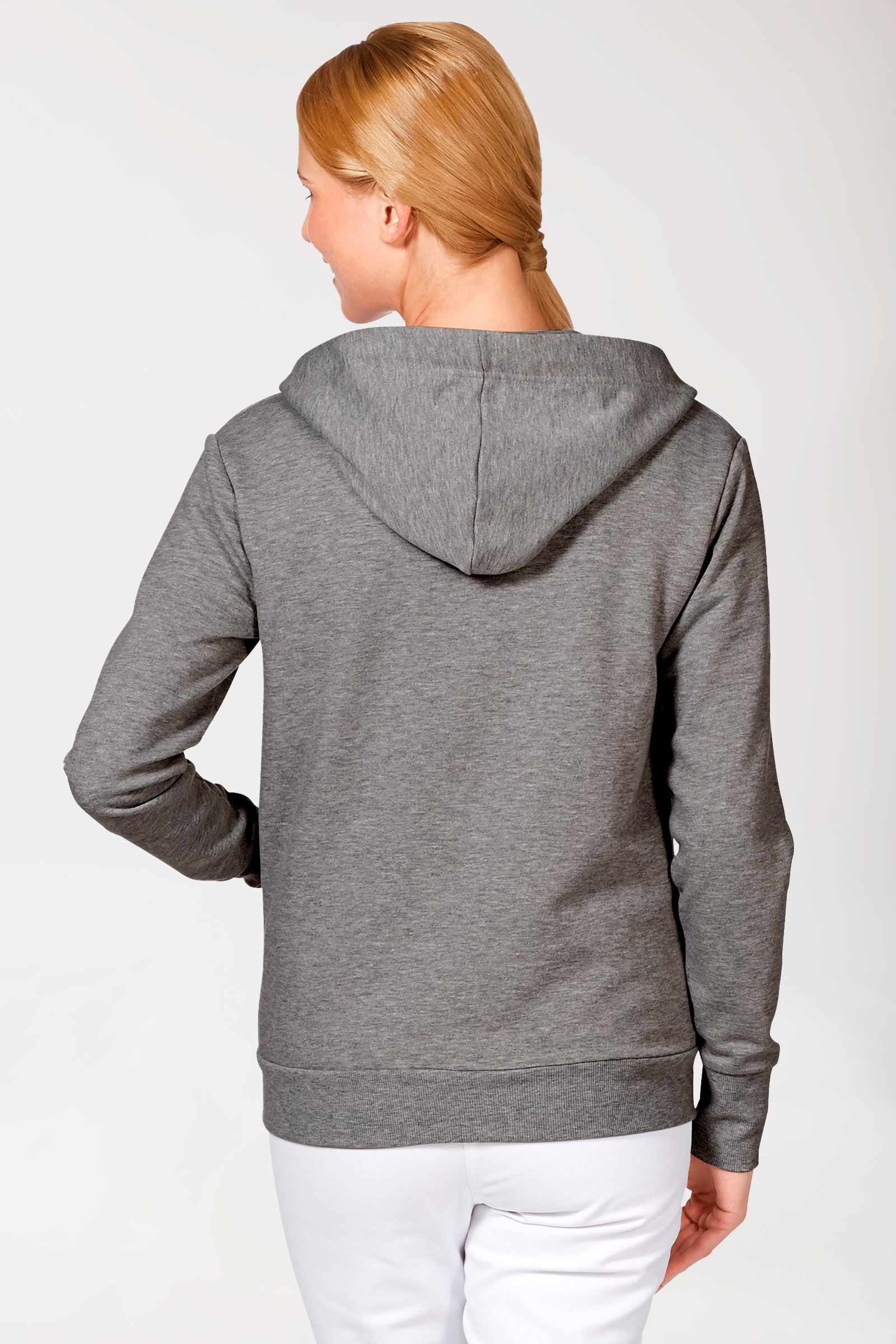 Sweatjack dames - met capuchon grijs melange