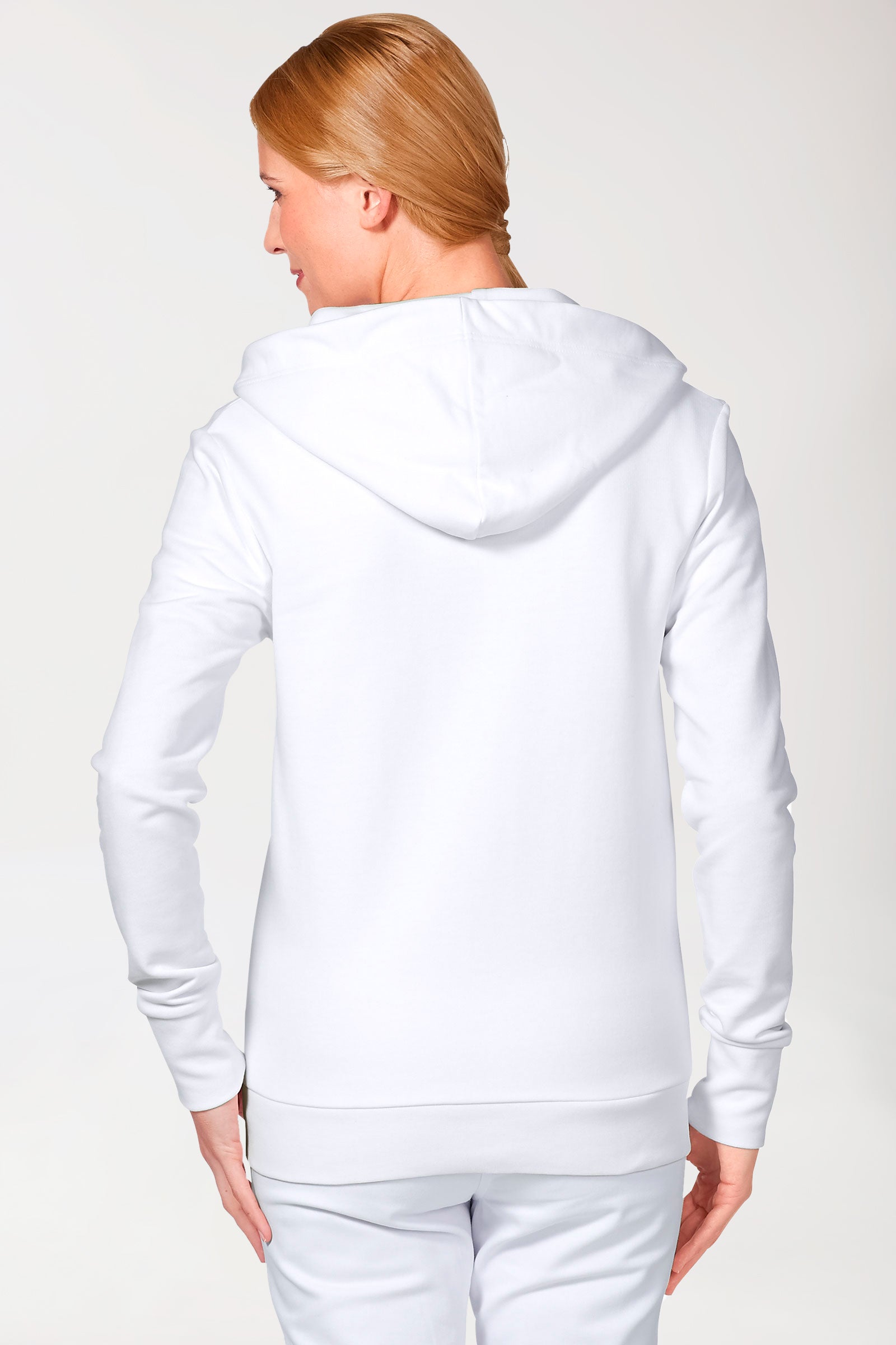Sweatjack dames - met capuchon wit