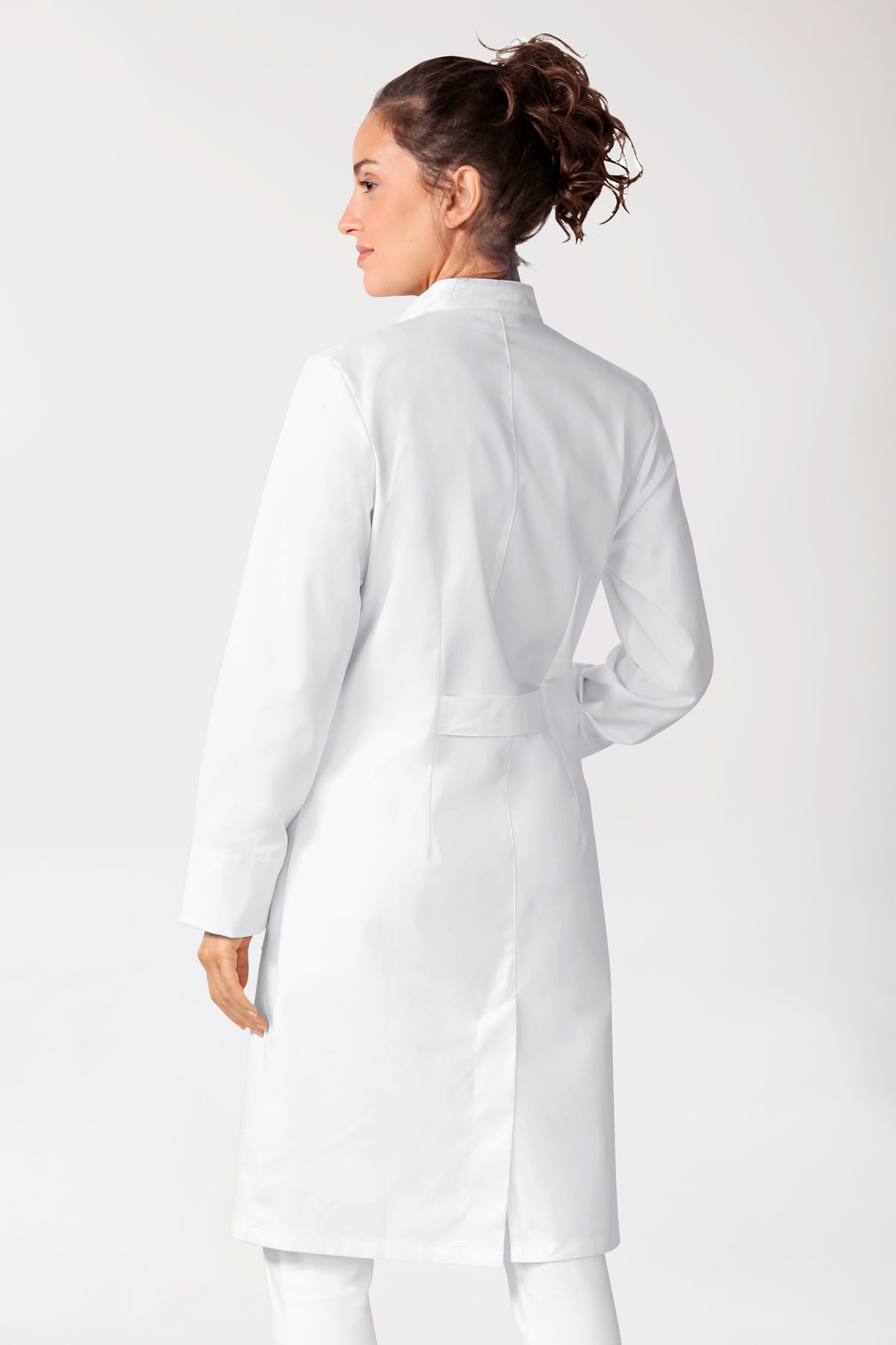 Jas dames-opstaande kraag-drukknoopsluiting-wit