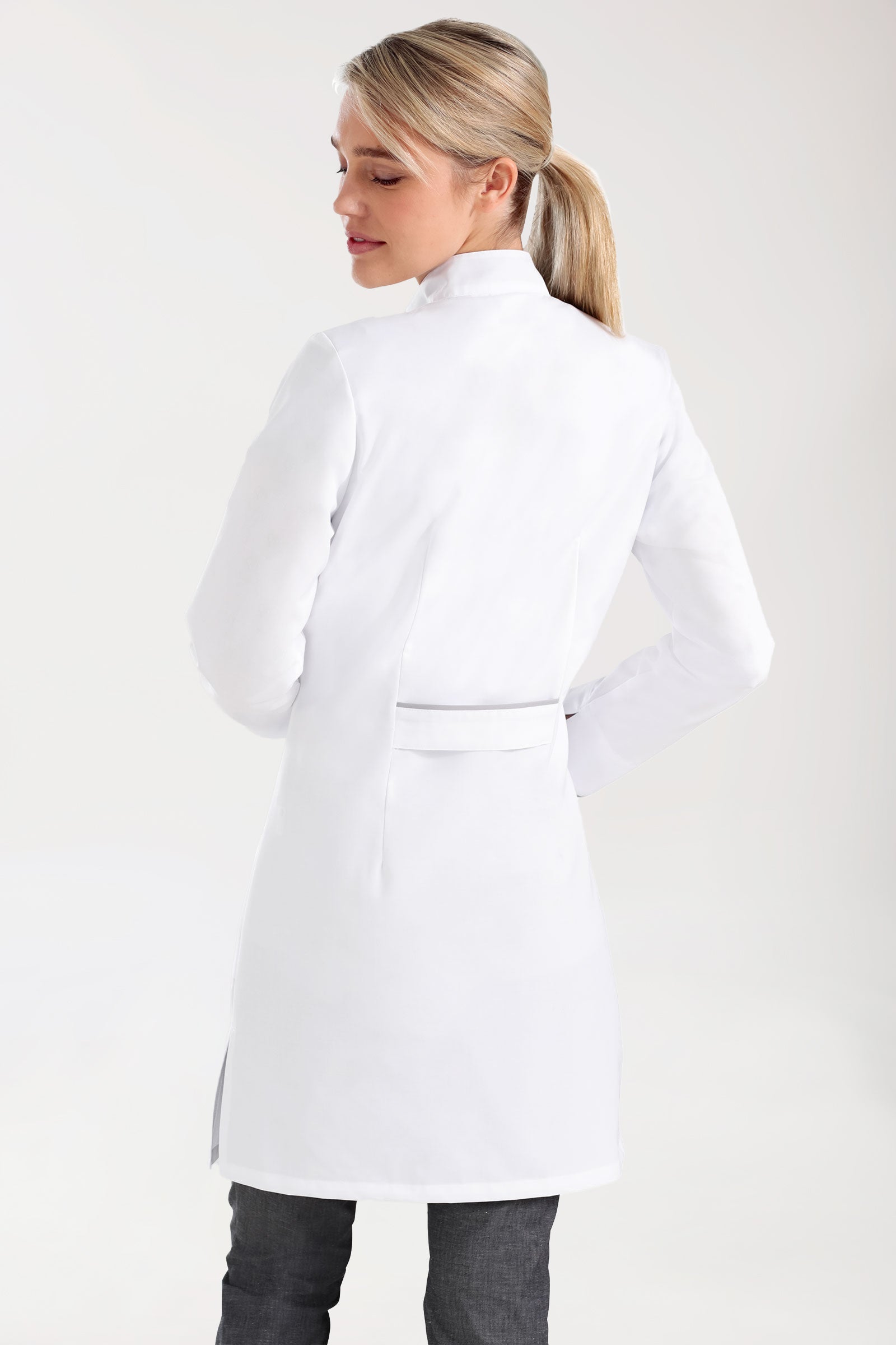 Korte jas dames - opstaande kraag wit/grijs