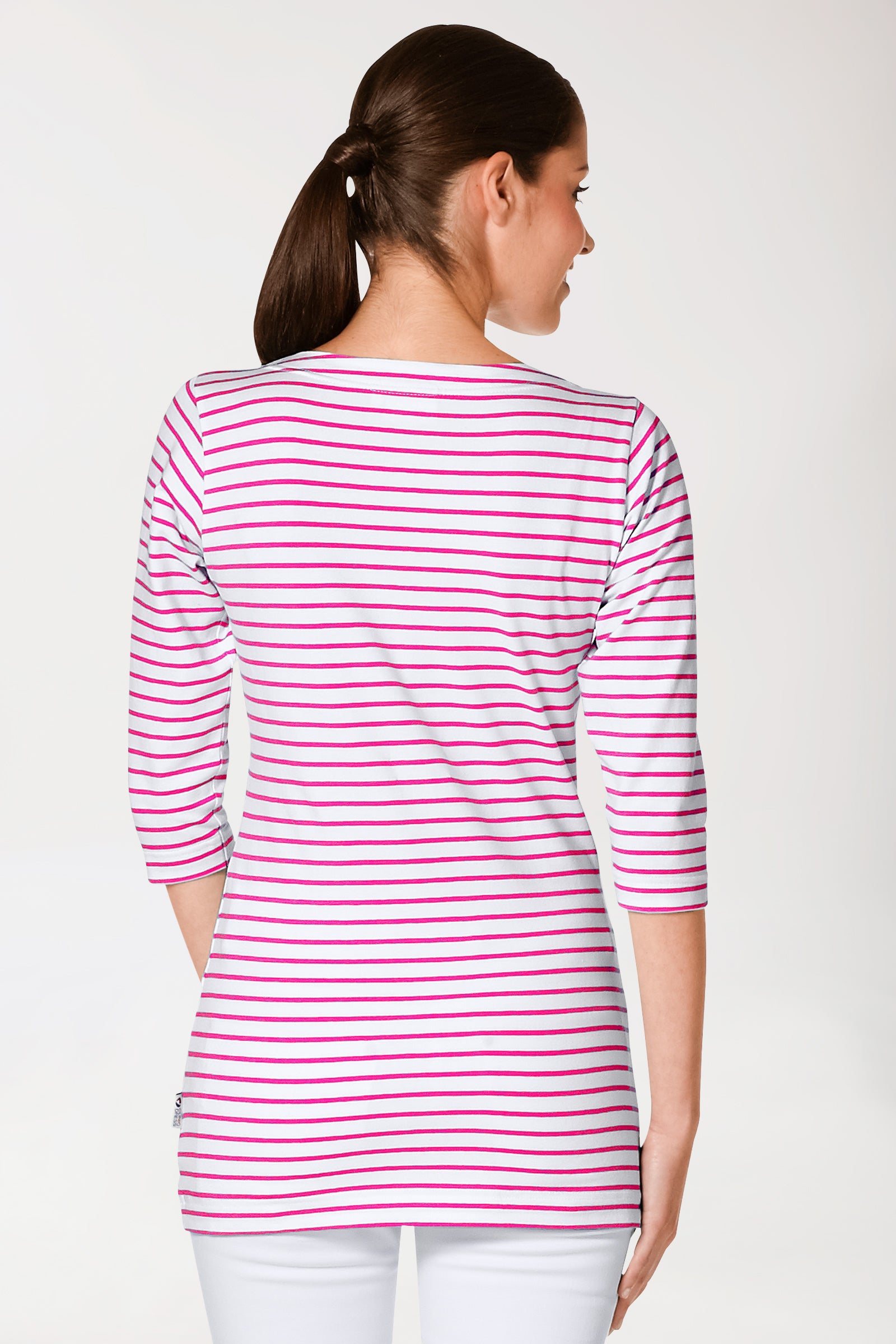 Long-shirt dames - 3/4 mouw pink/wit
