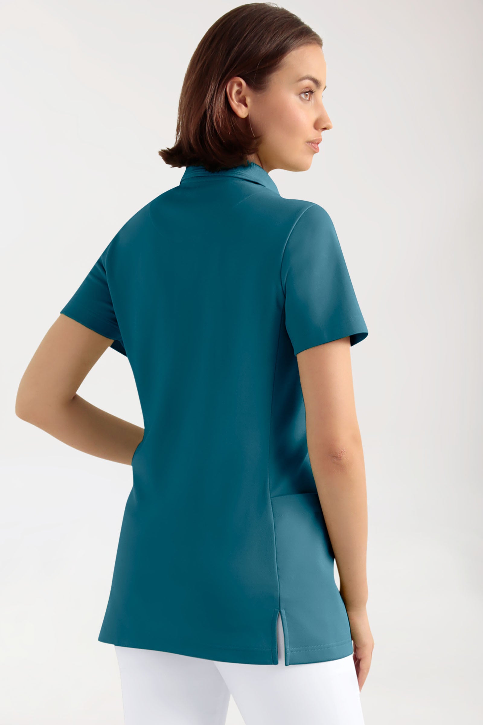 COMFY FLEX Stretch oversteektuniek dames - polokraag petrol