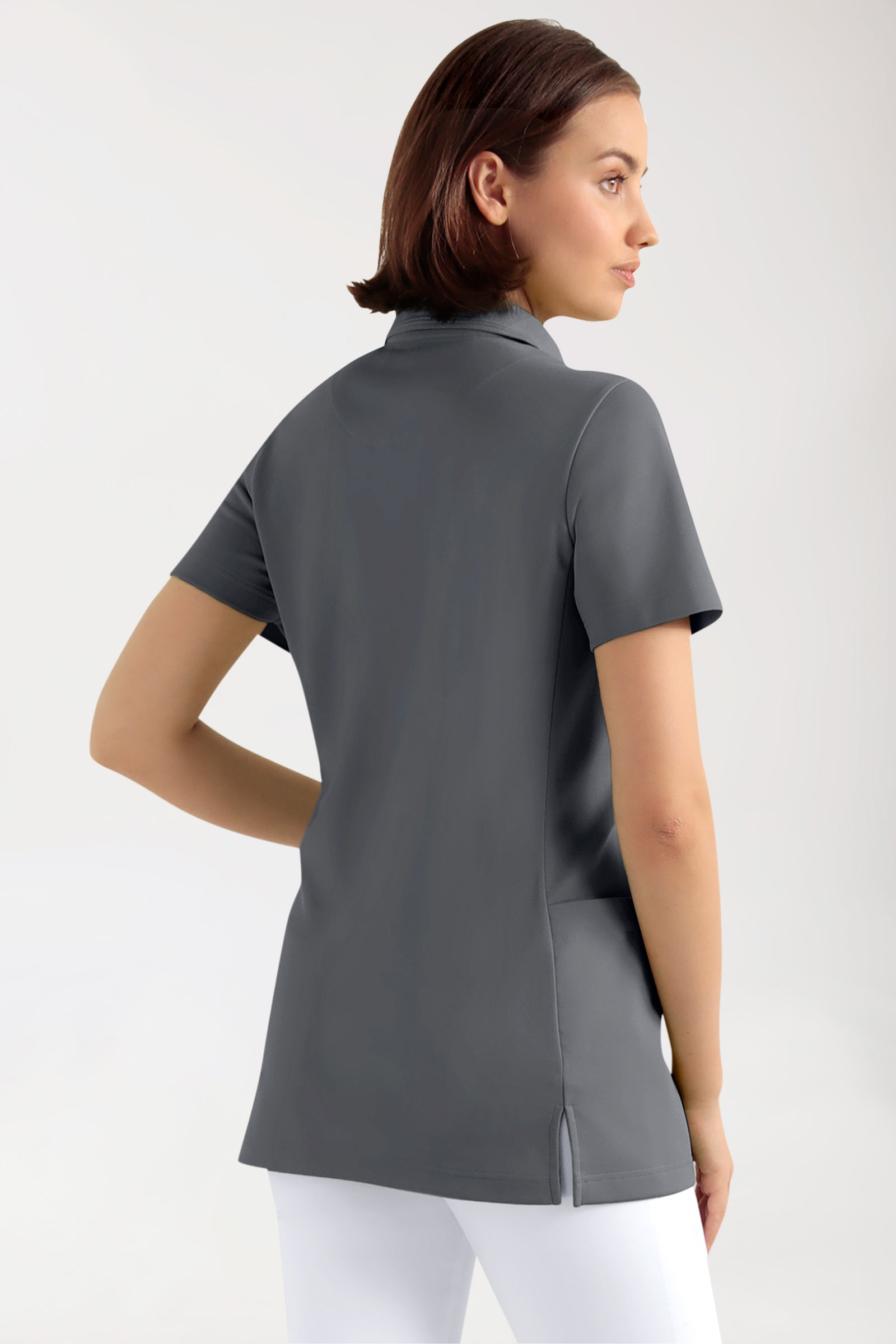 COMFY FLEX Stretch oversteektuniek dames - polokraag steengrijs