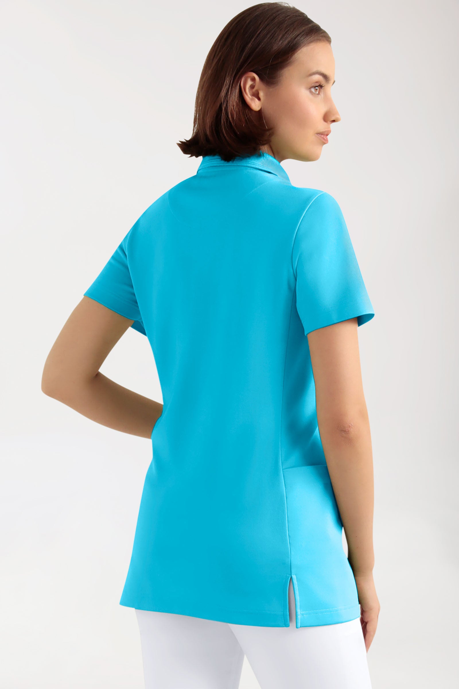 COMFY FLEX Stretch oversteektuniek dames - polokraag turquoise