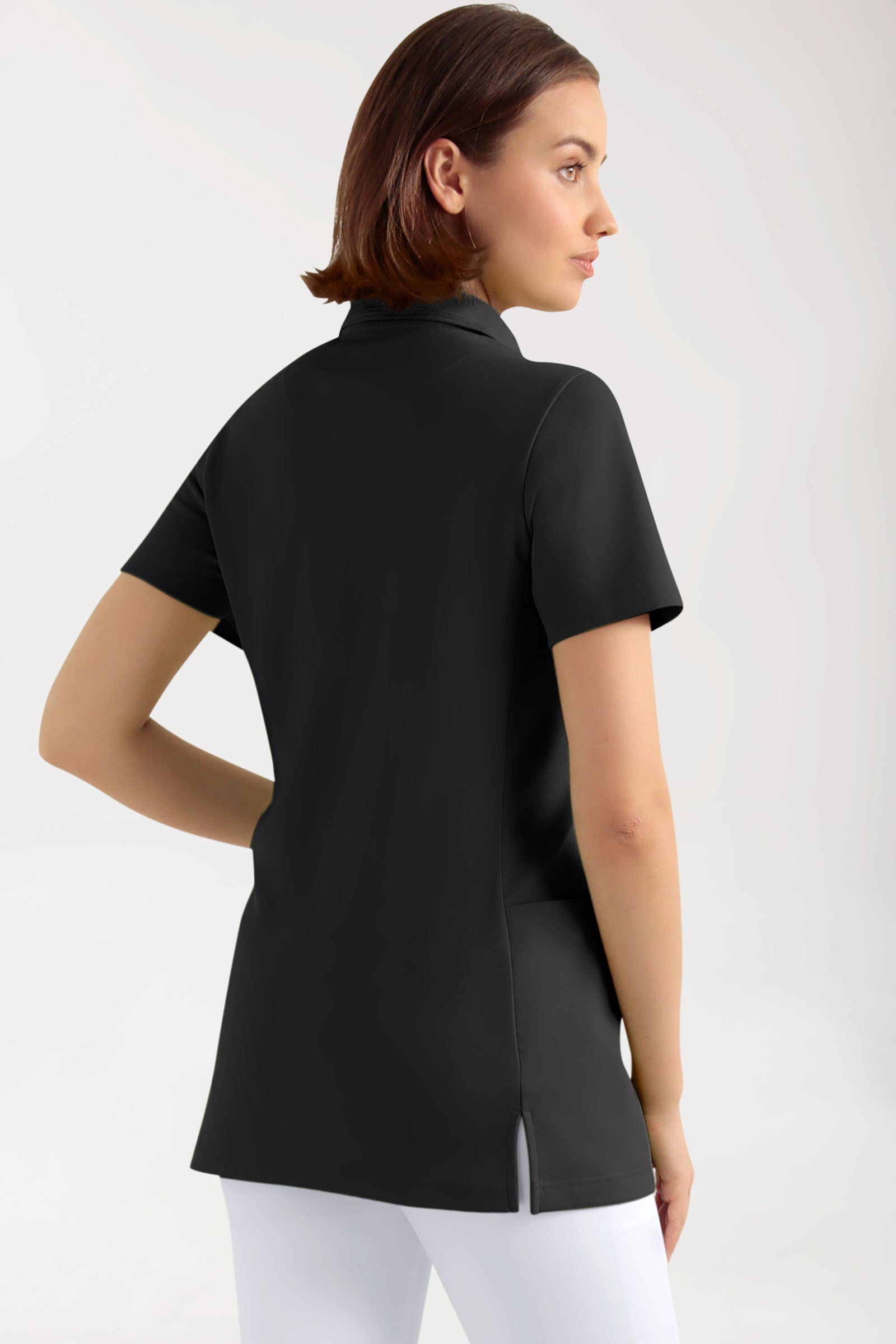COMFY FLEX Stretch oversteektuniek dames - polokraag zwart
