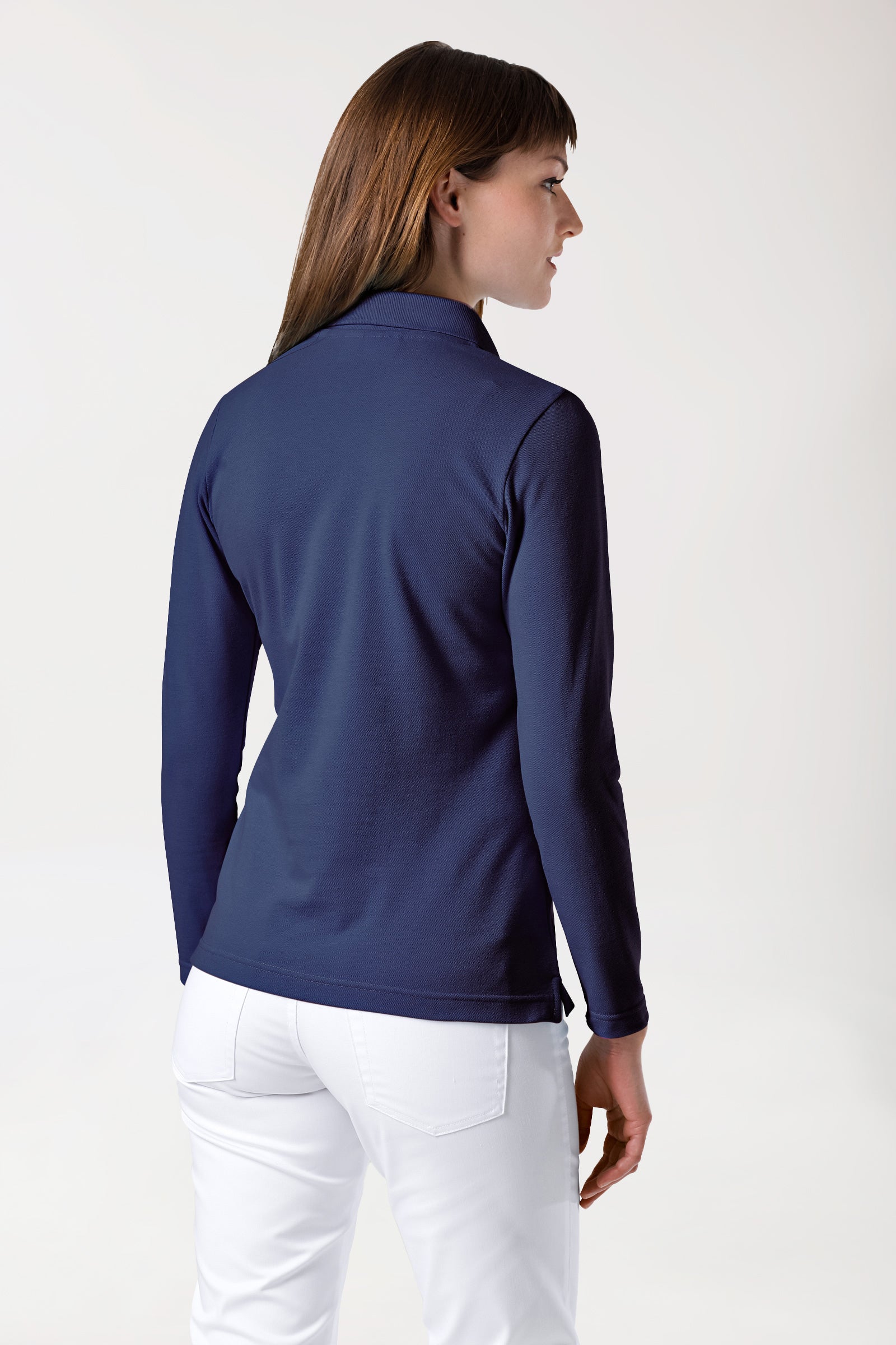 Stretch shirt dames - 1/1 mouw met polokraag navy