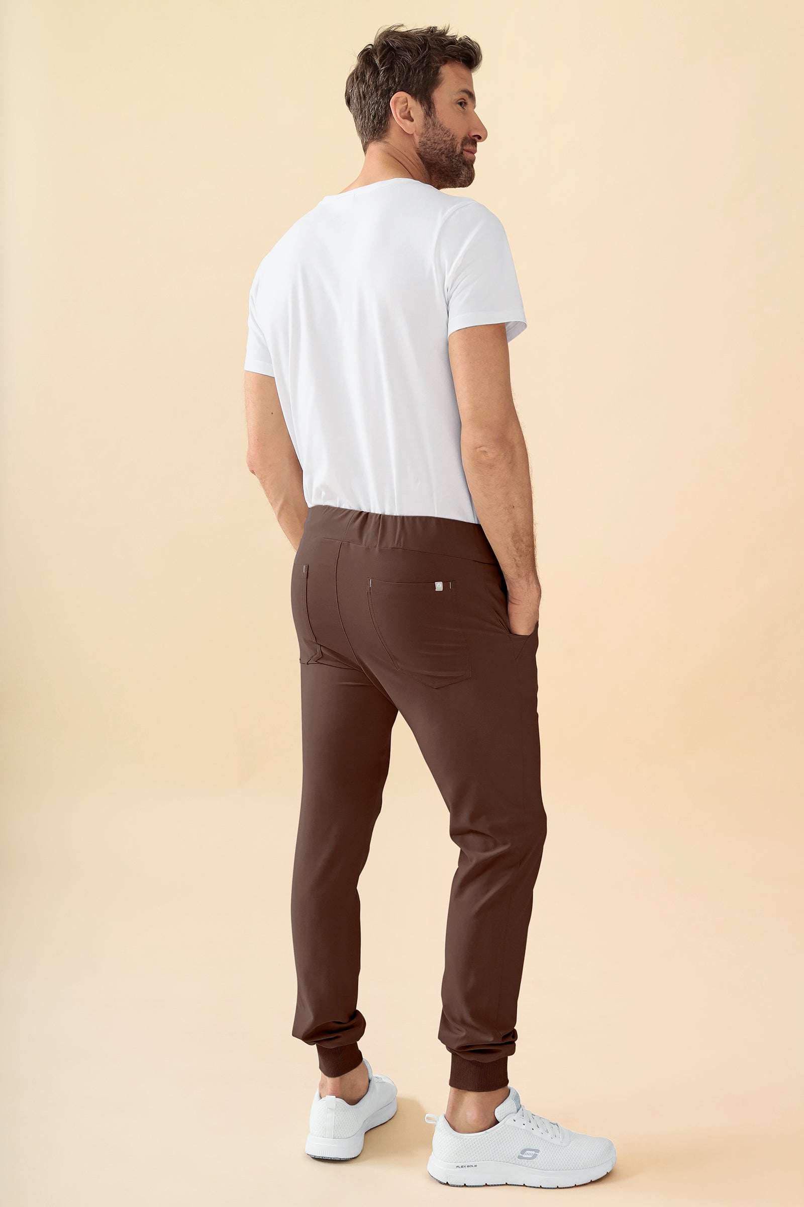 KAERE broek heren - zoom met elastische boord zonder beenzak coffee