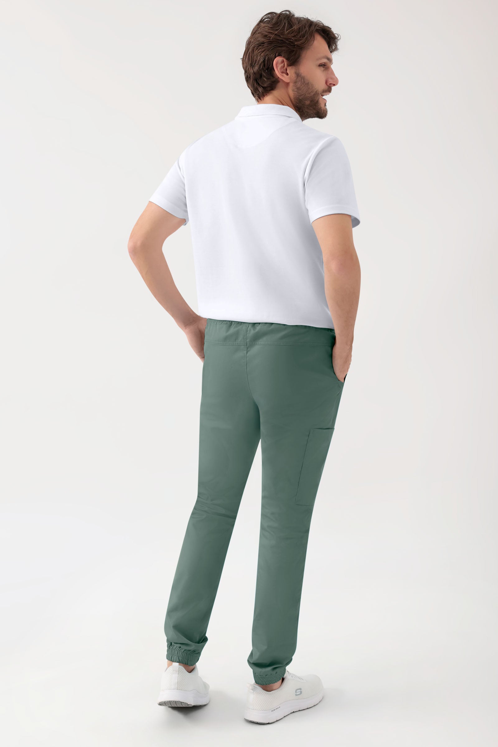 GREEN Stretch broek heren - joggingbroek style donkergroen