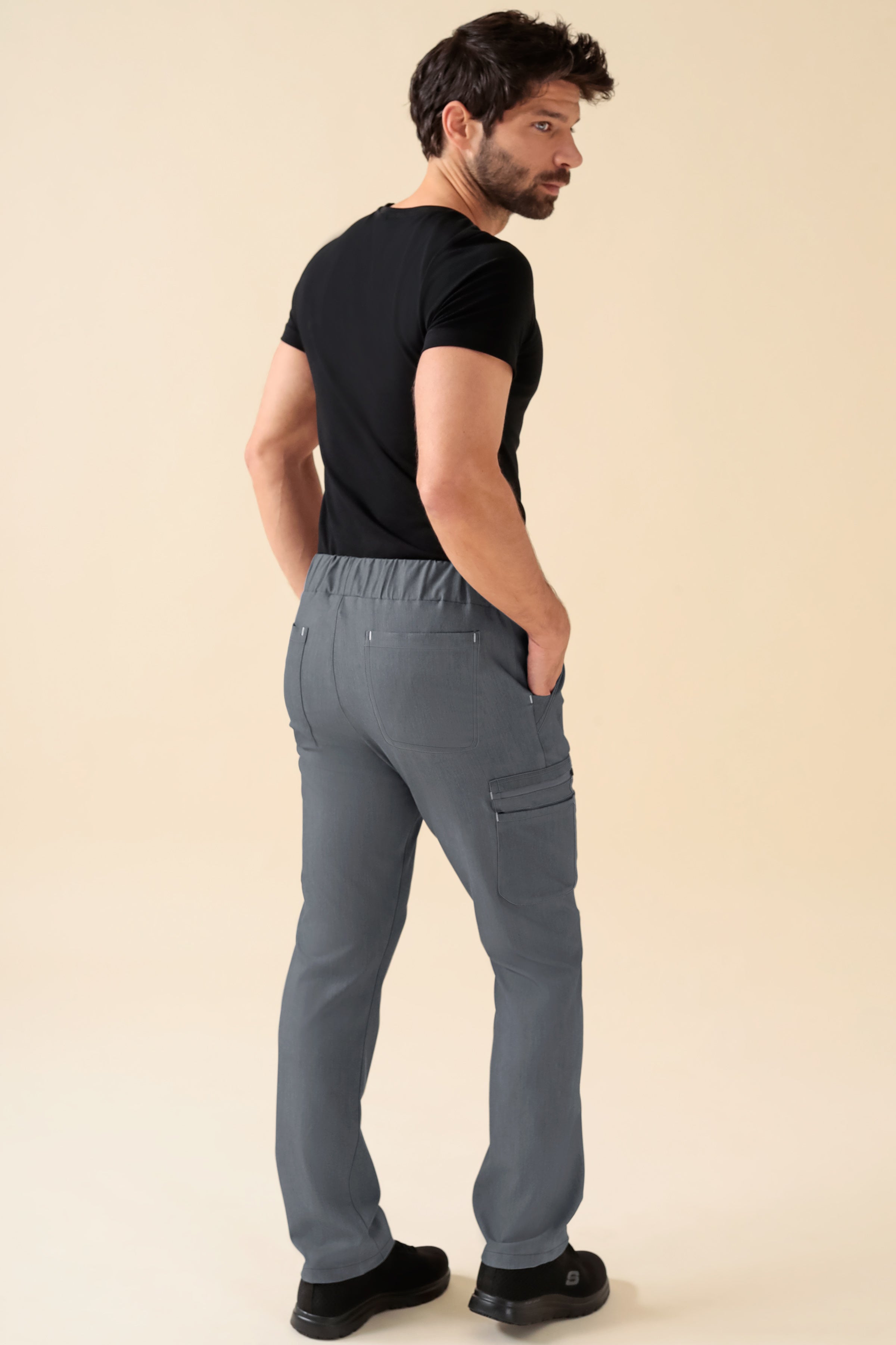 KAERE broek heren - korte maat met beenzak grijs melange