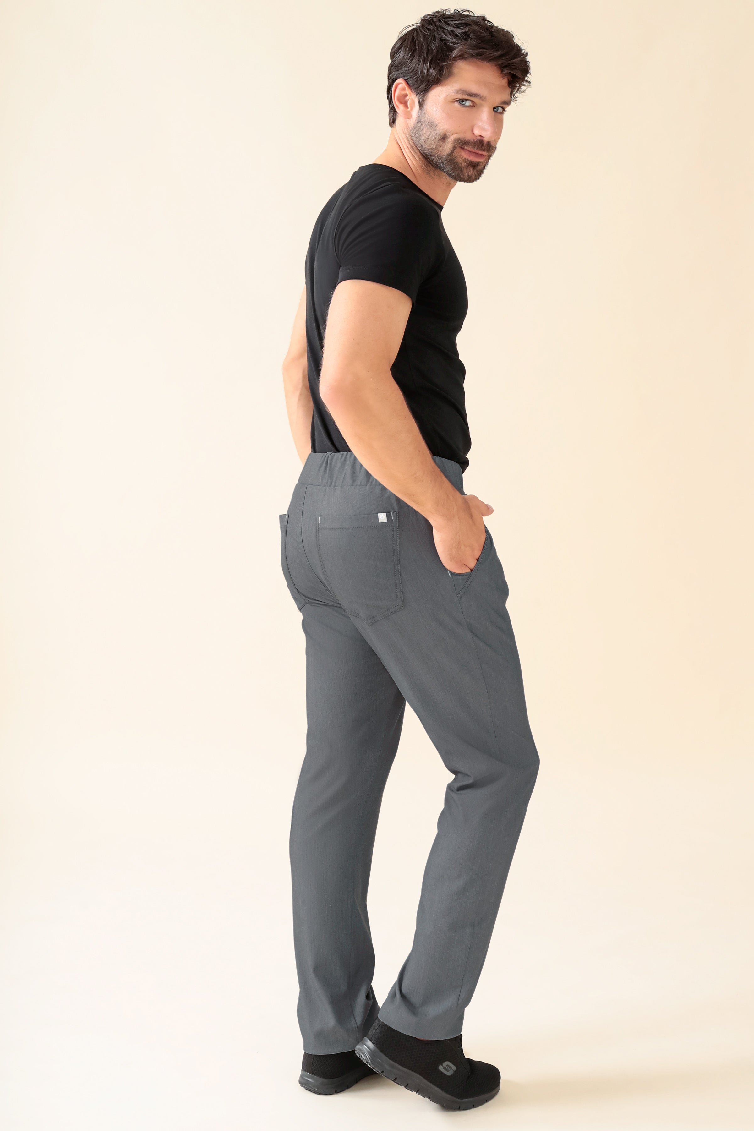 KAERE broek heren - korte maat zonder beenzak grijs melange