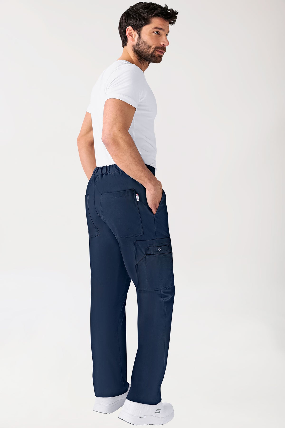 CLINIC STRETCH broek uniseks - met beenzak korte maat navy, Achterzijde view