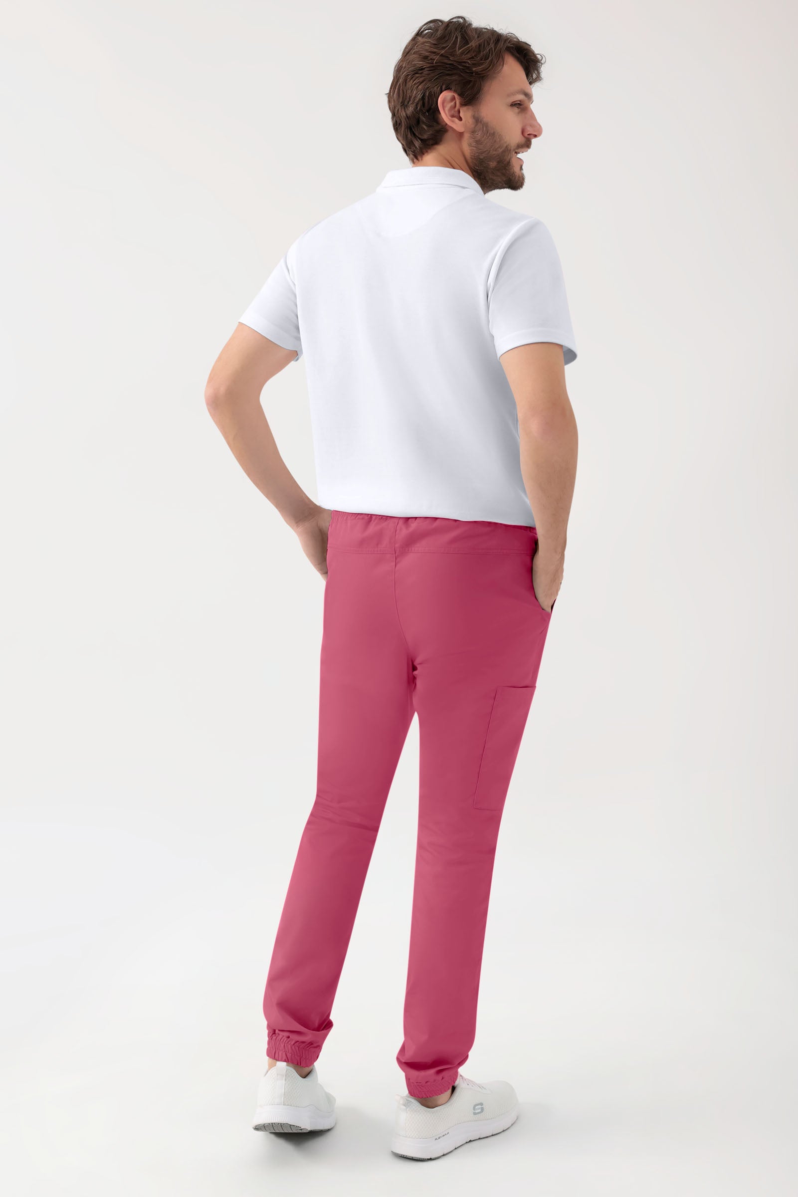 GREEN Stretch broek heren - joggingbroek style oud rose