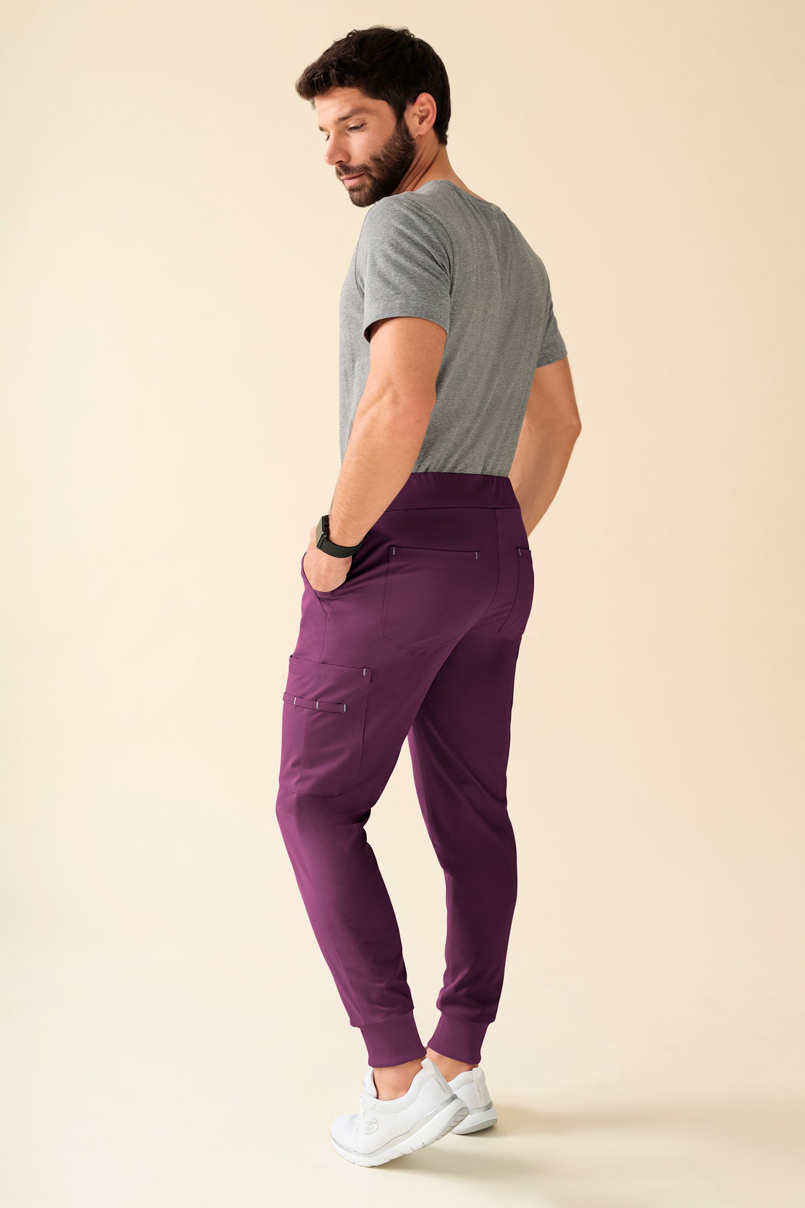 KAERE broek heren - zoom met elastische boord korte maat met beenzak pruimen