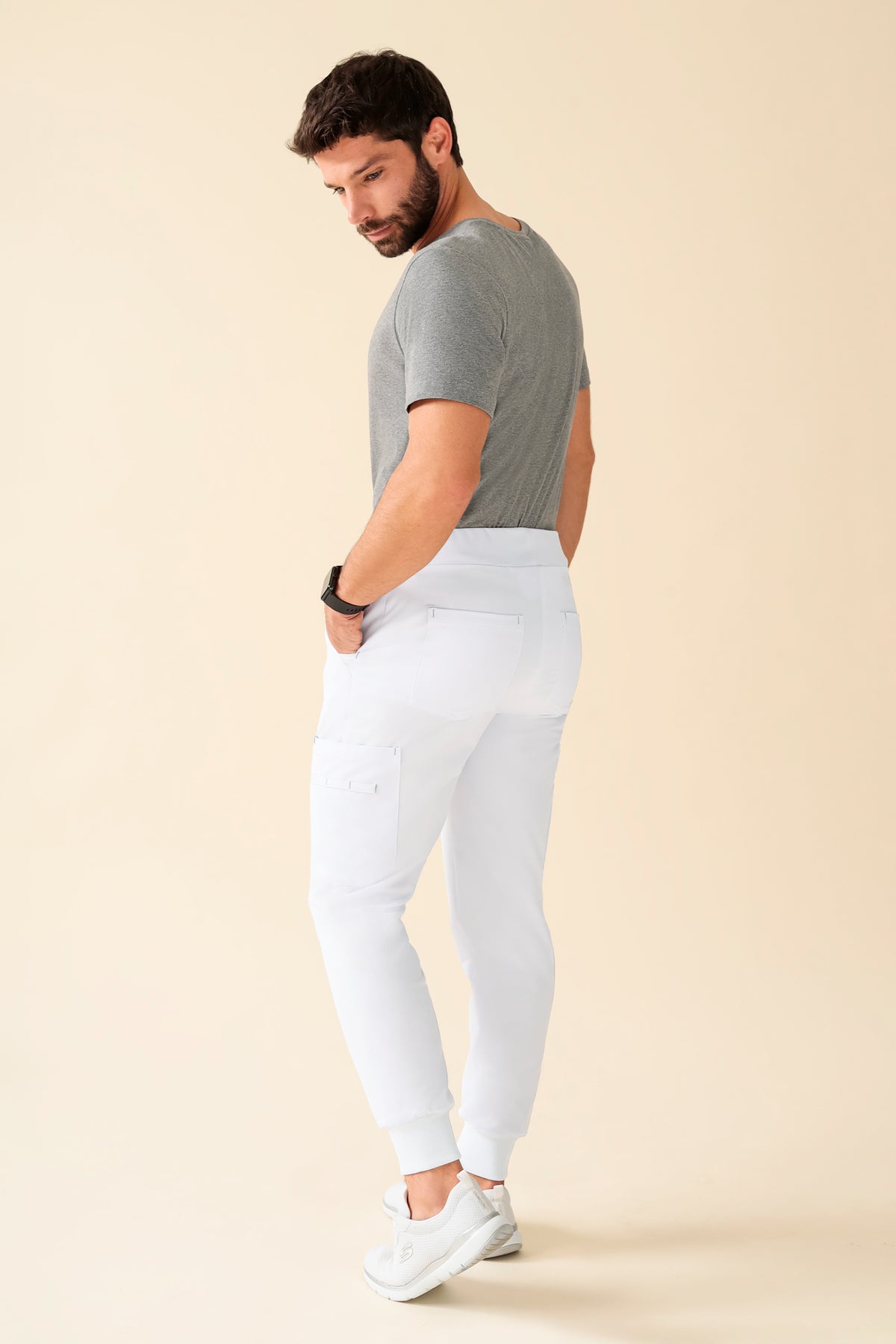 KAERE broek heren - zoom met elastische boord korte maat met beenzak wit