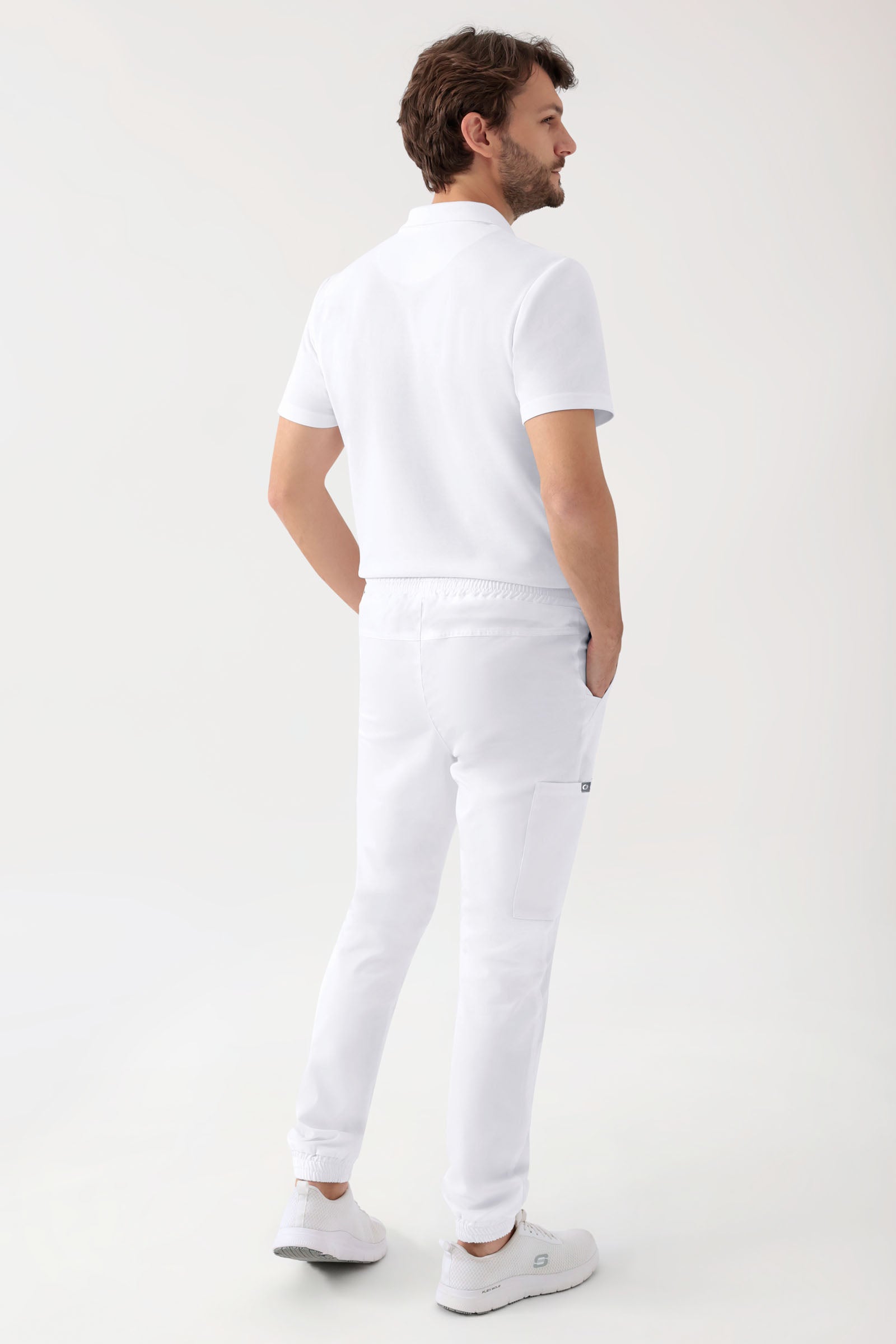 GREEN Stretch broek heren - joggingbroek style wit