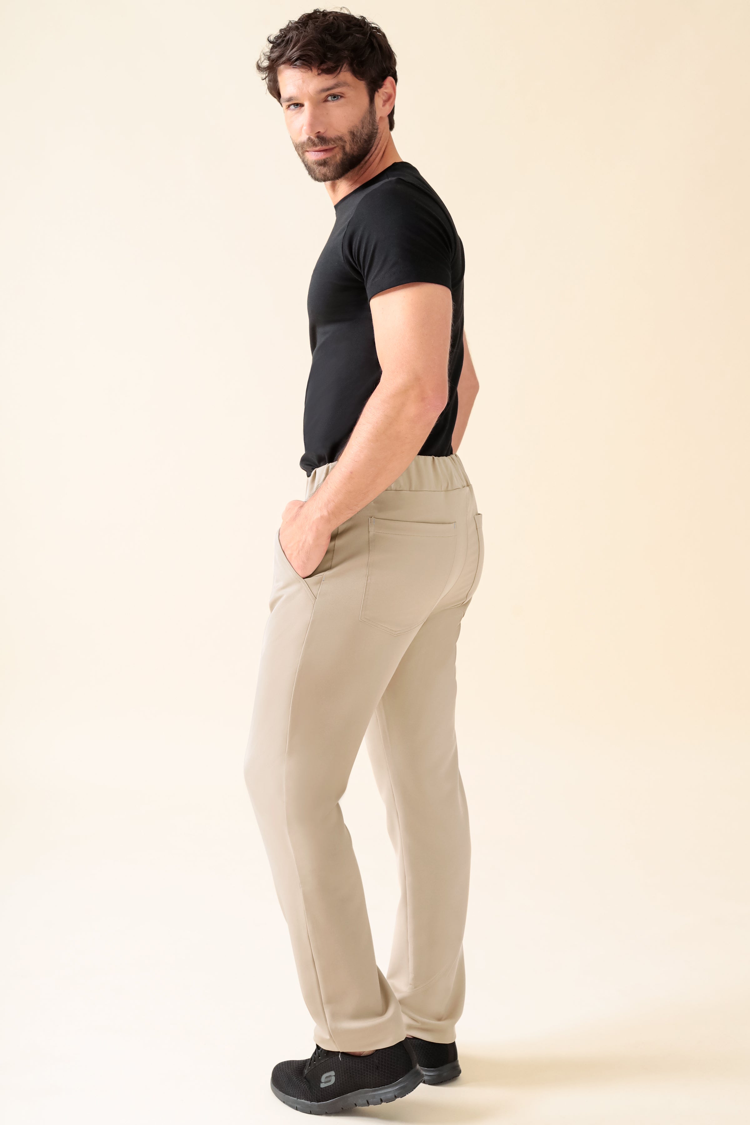 KAERE broek heren - korte maat zonder beenzak zand