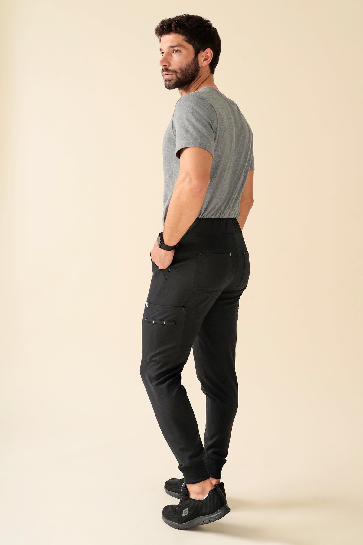 KAERE broek heren - zoom met elastische boord korte maat met beenzak zwart