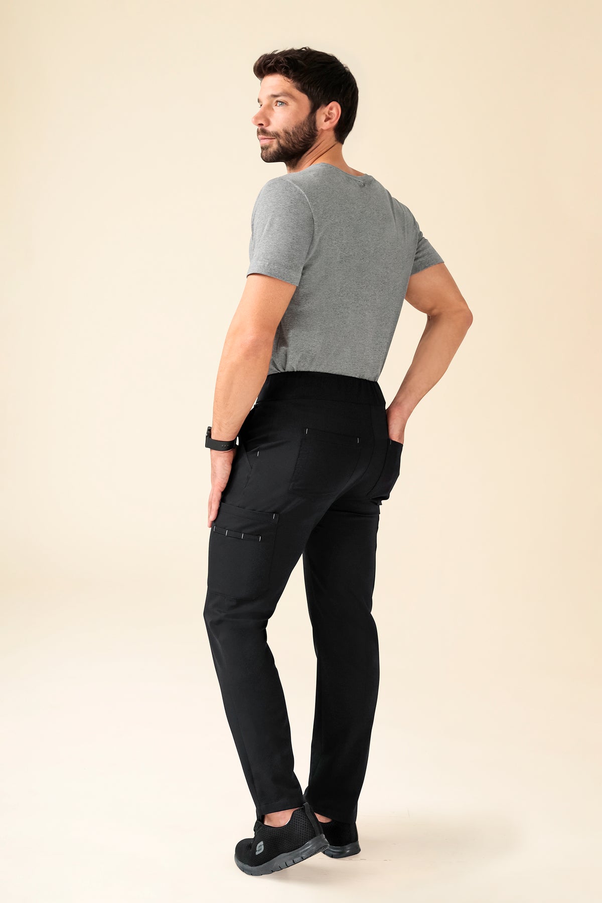 KAERE broek heren - korte maat met beenzak zwart, Achterzijde view