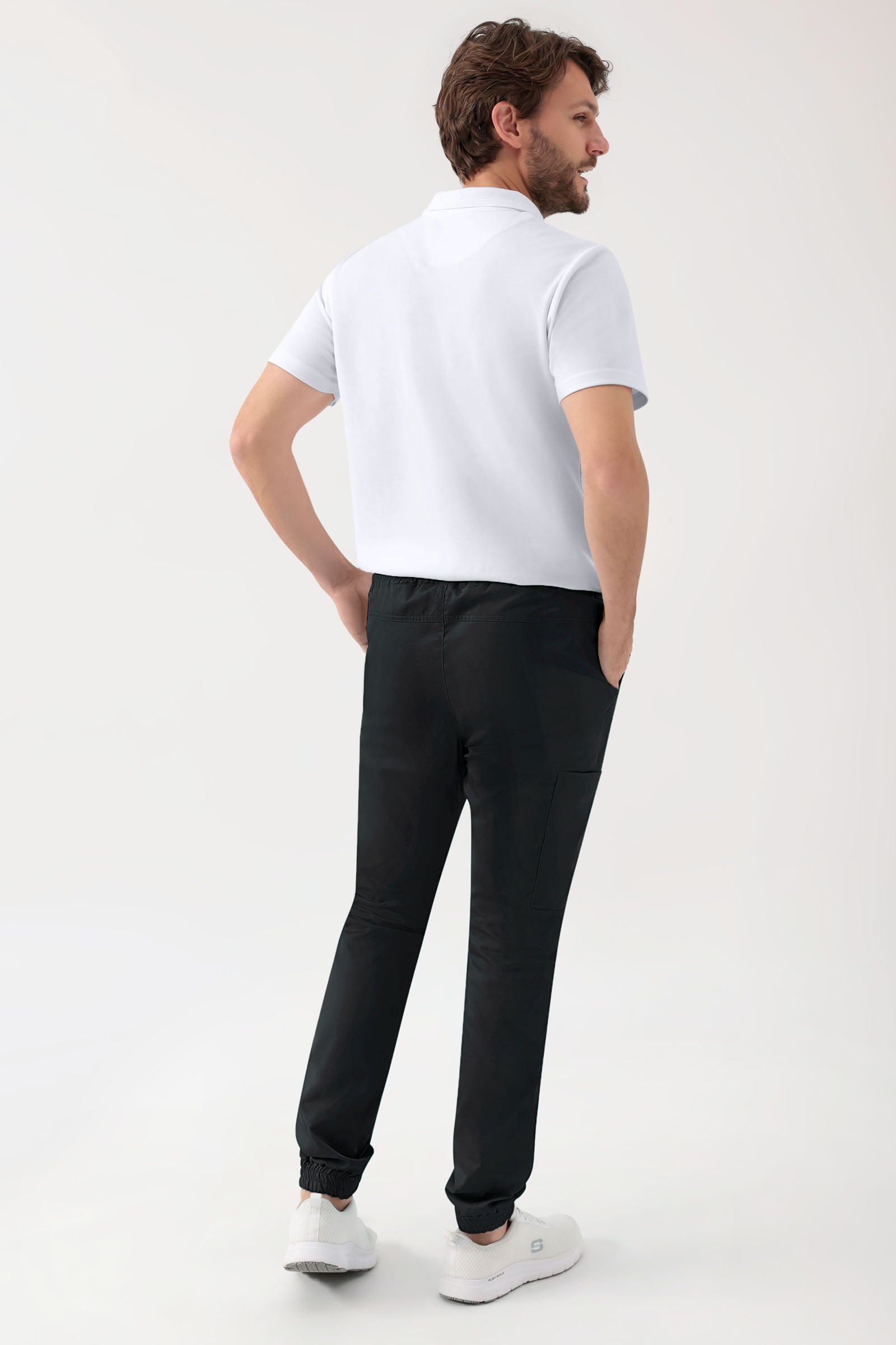 GREEN Stretch broek heren - joggingbroek style zwart, Achterzijde view