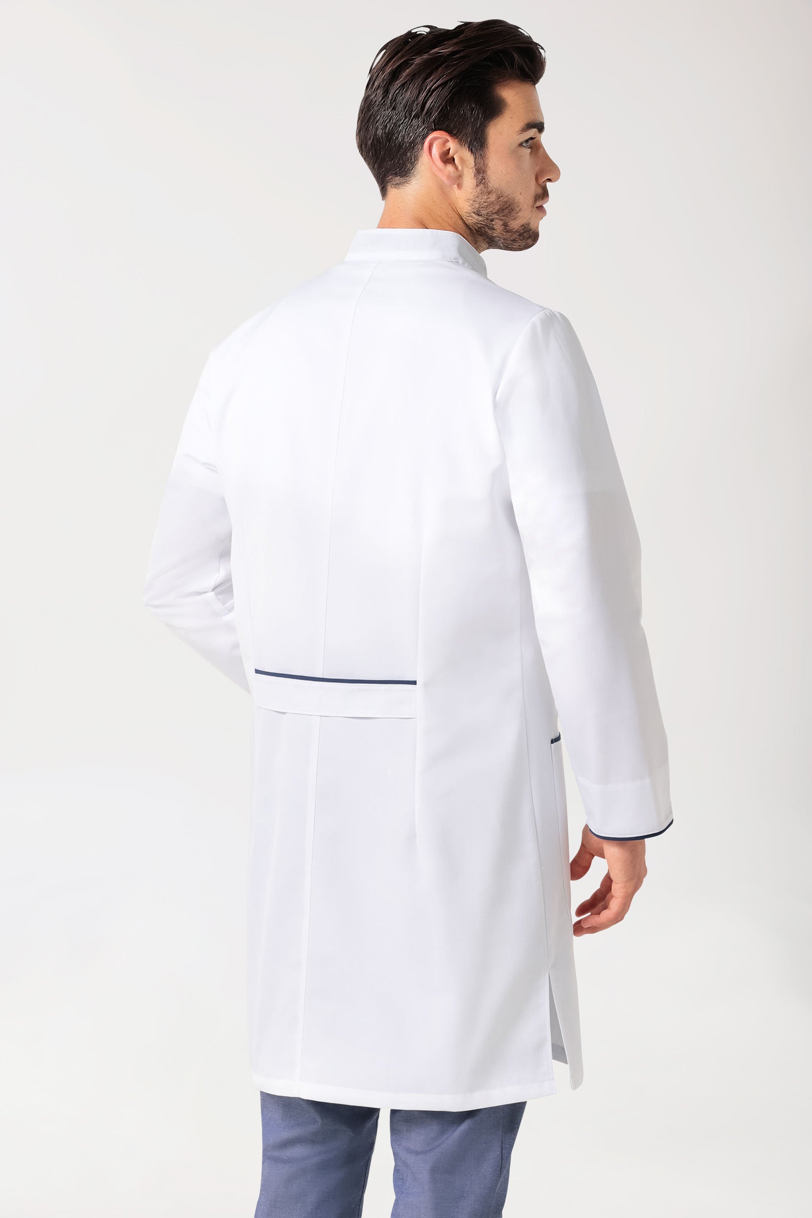 Korte jas heren - opstaande kraag wit/navy