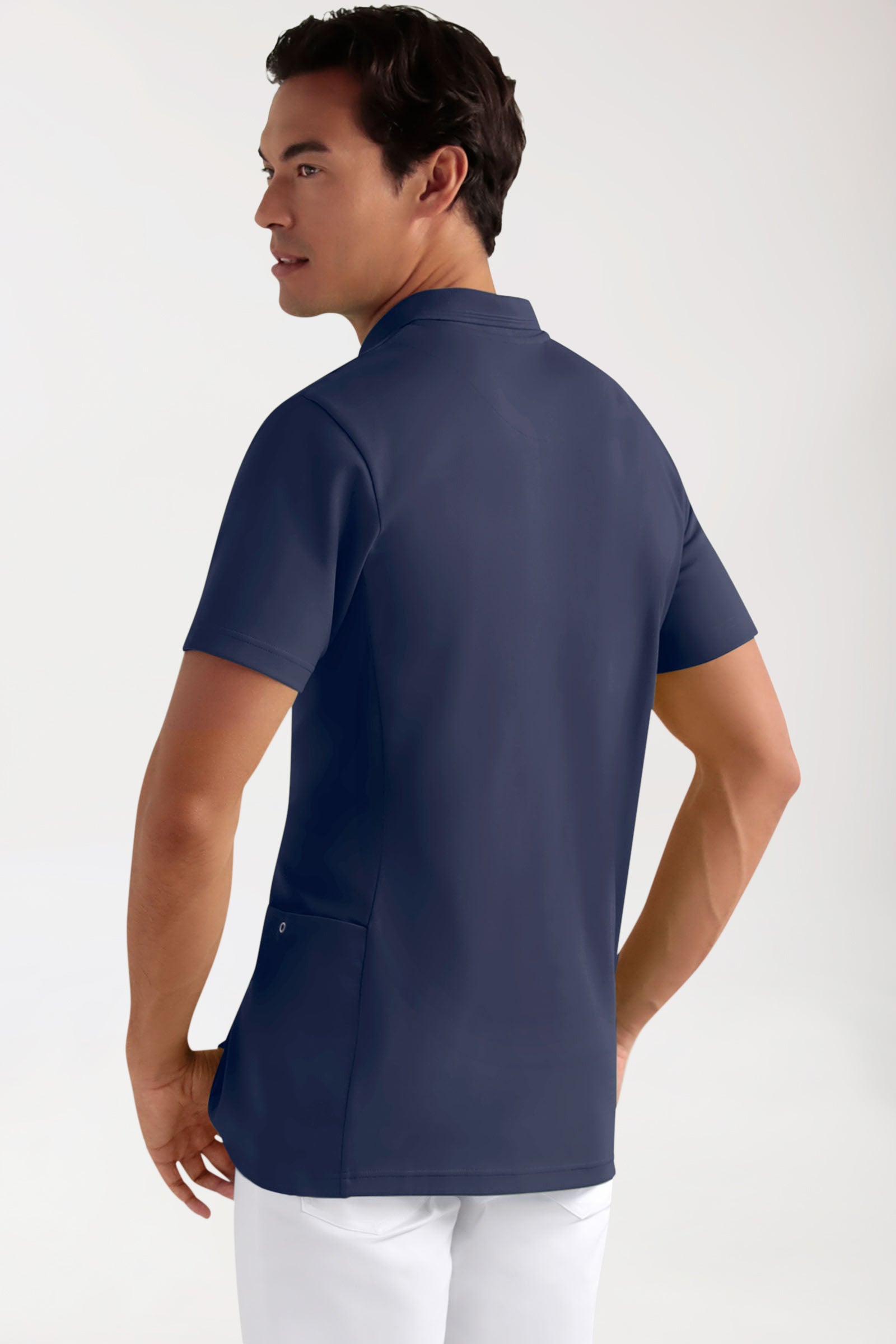 COMFY FLEX Stretch oversteektuniek heren - polokraag navy, Achterzijde view