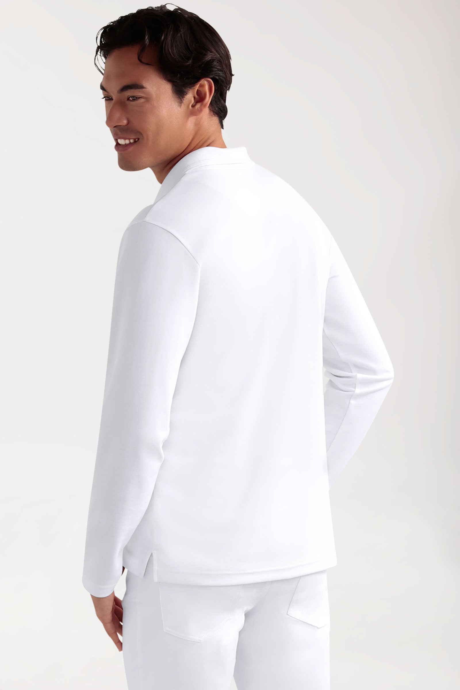 COMFY FLEX stretch longsleeve heren - polokraag wit
