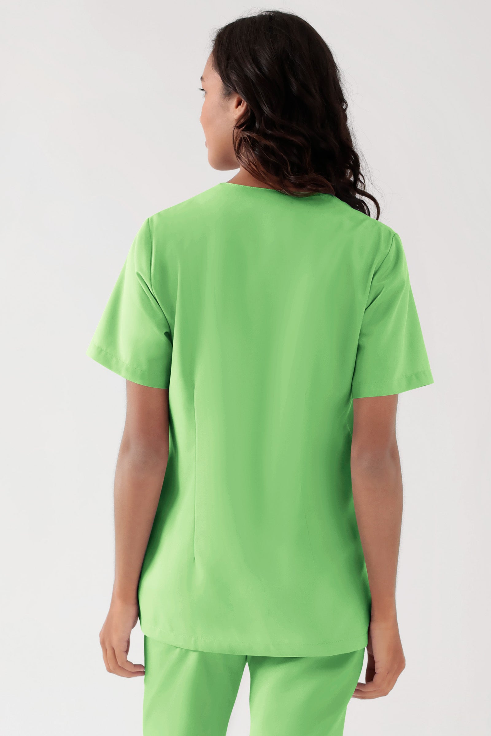 TENCEL™ oversteektuniek dames - V-hals appelgroen, Achterzijde view