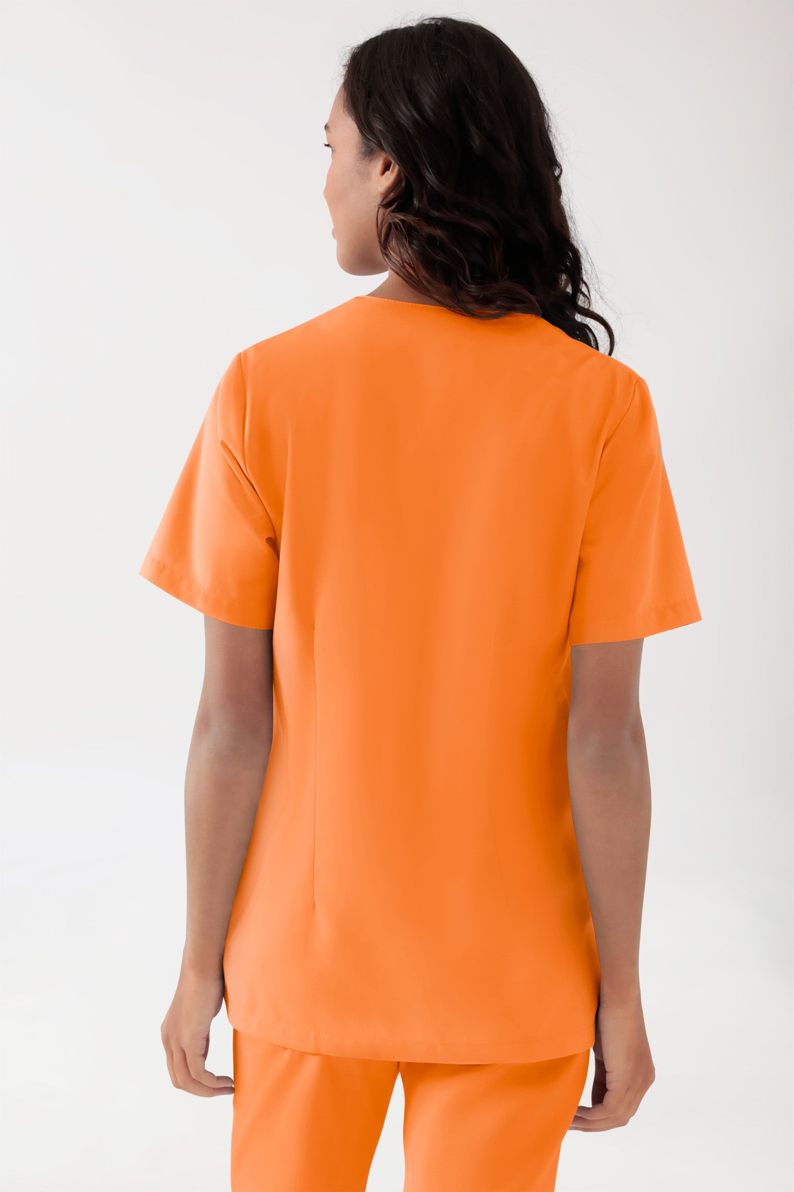 TENCEL™ oversteektuniek dames - V-hals briljant oranje, Achterzijde view