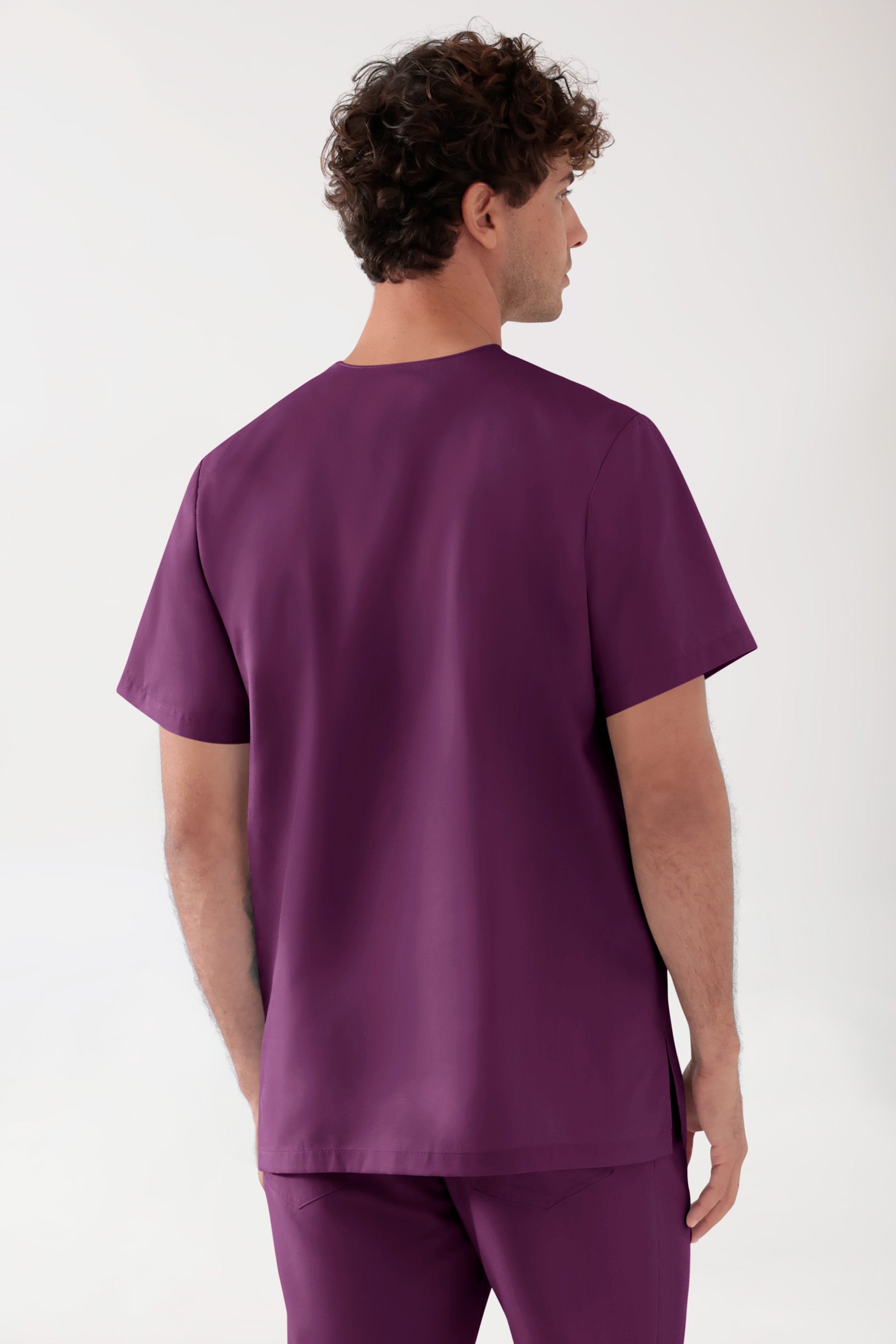 TENCEL™ oversteektuniek heren - V-hals black berry, Achterzijde view