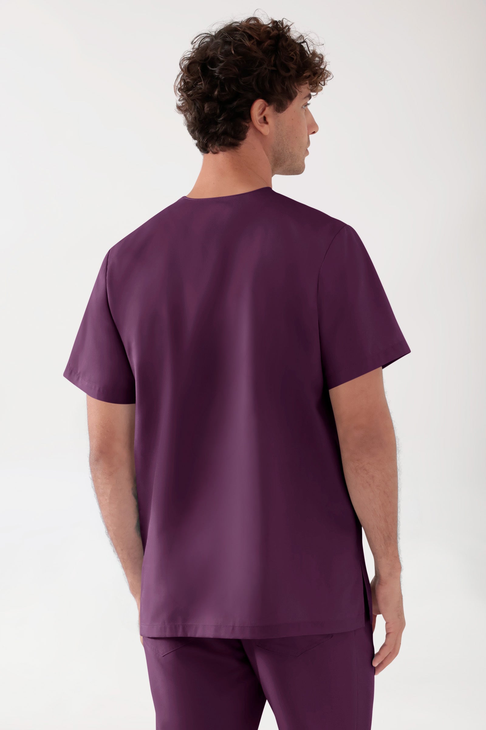 TENCEL™ oversteektuniek heren - V-hals black berry, Achterzijde view