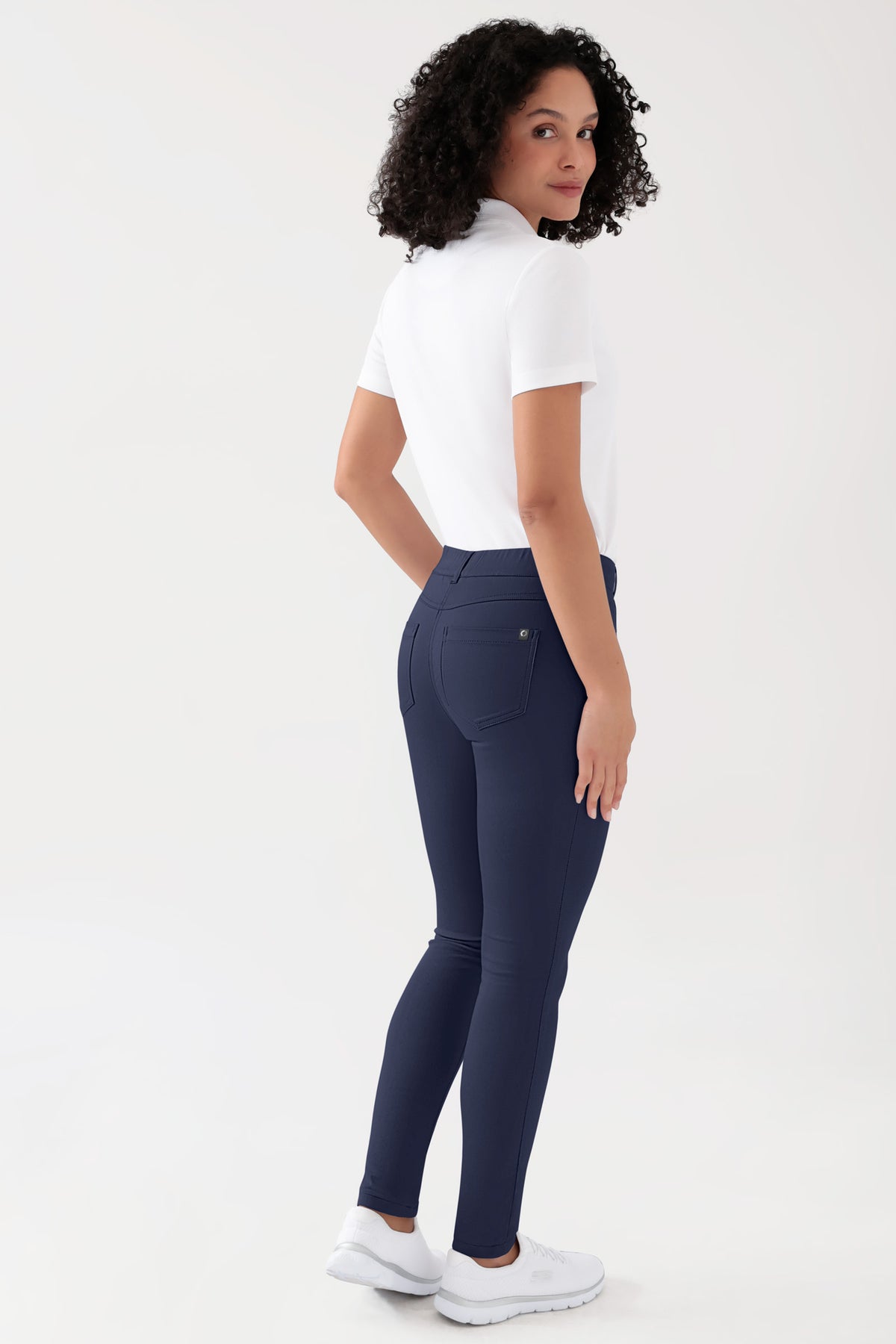 COMFY FLEX 5-pocket broek dames - slanke pijp navy