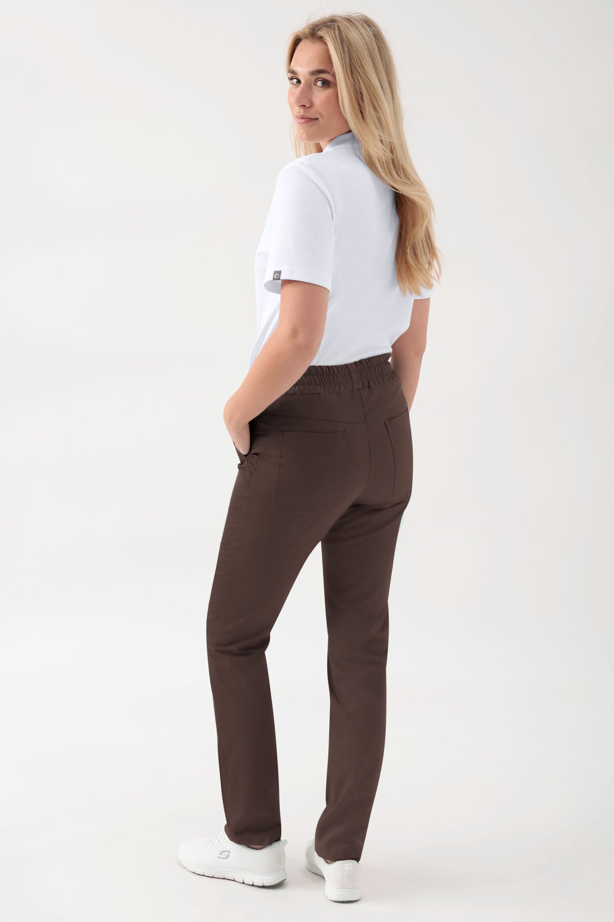 GREEN Stretch broek Unisex - elastische boord coffee