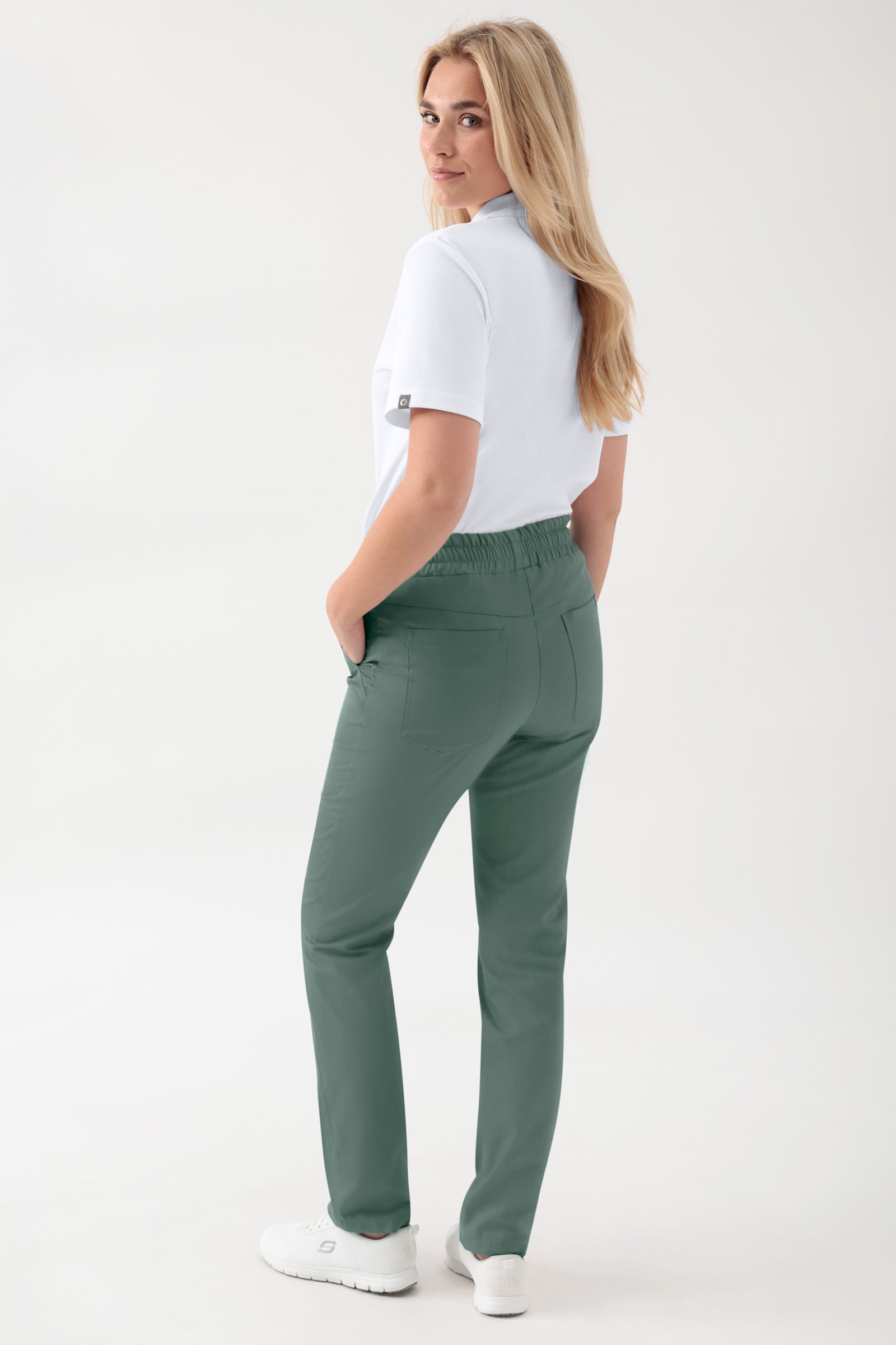 GREEN Stretch broek Unisex - elastische boord donkergroen