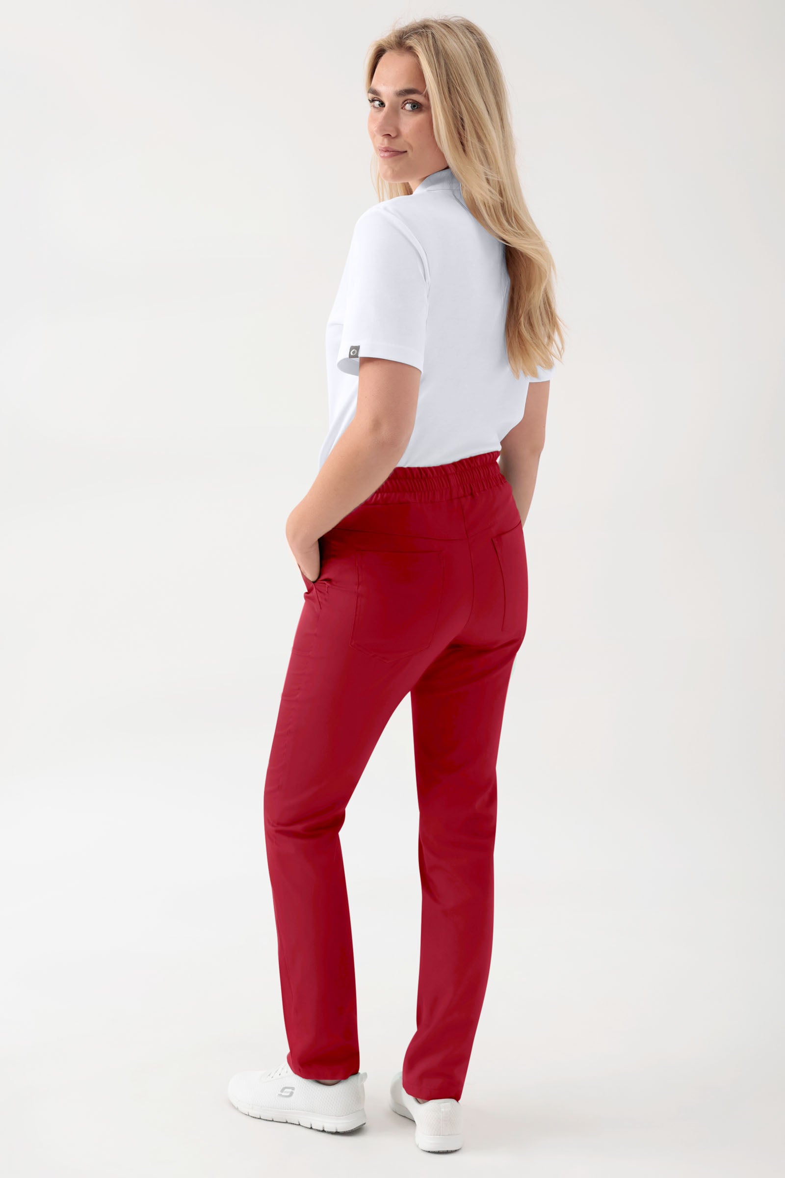 GREEN Stretch broek Unisex - elastische boord rood, Achterzijde view