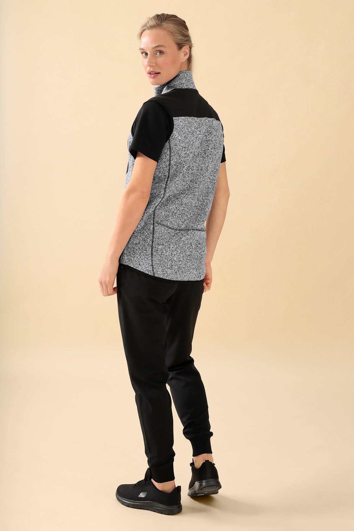 KAERE Fleece vest uniseks - opstaande kraag grijs melange