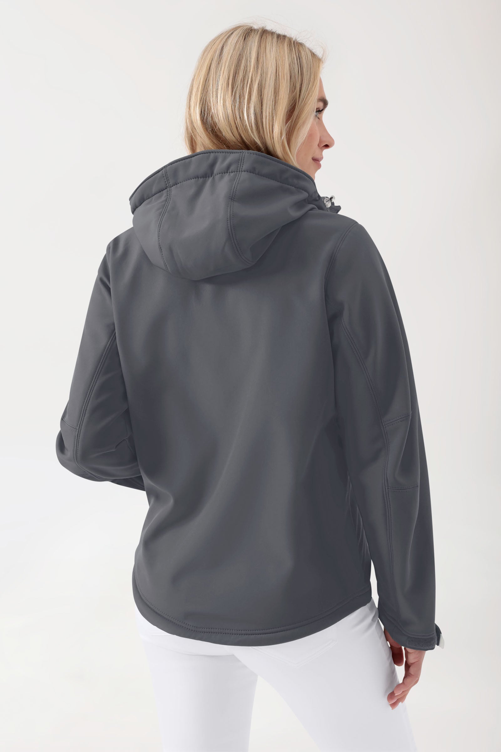 Softshell jassen unisex - met capuchon ertsgrijs