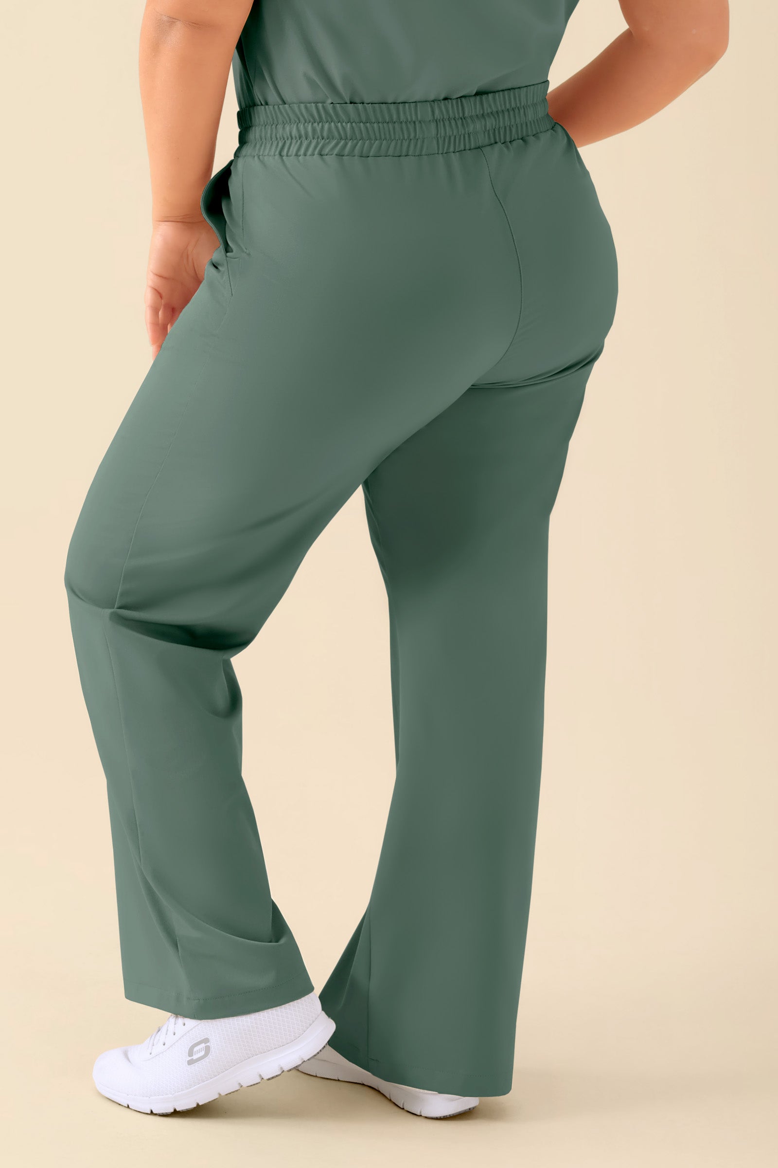 KAERE broek dames - wijd been donkergroen, Achterzijde view