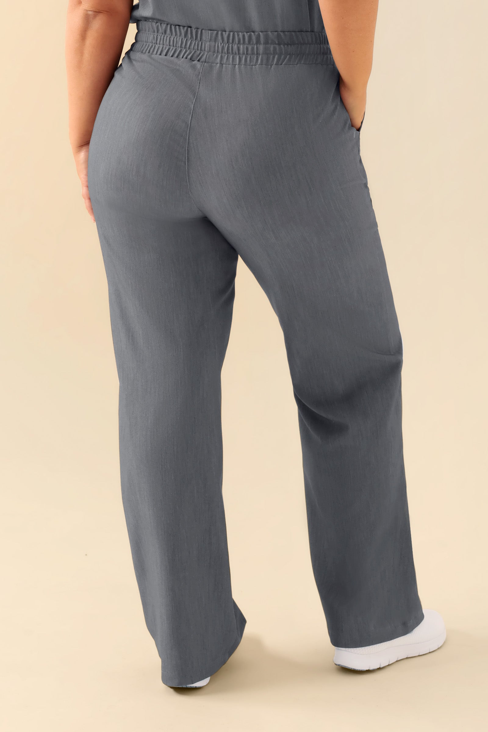 KAERE broek dames - wijd been grijs melange, Achterzijde view