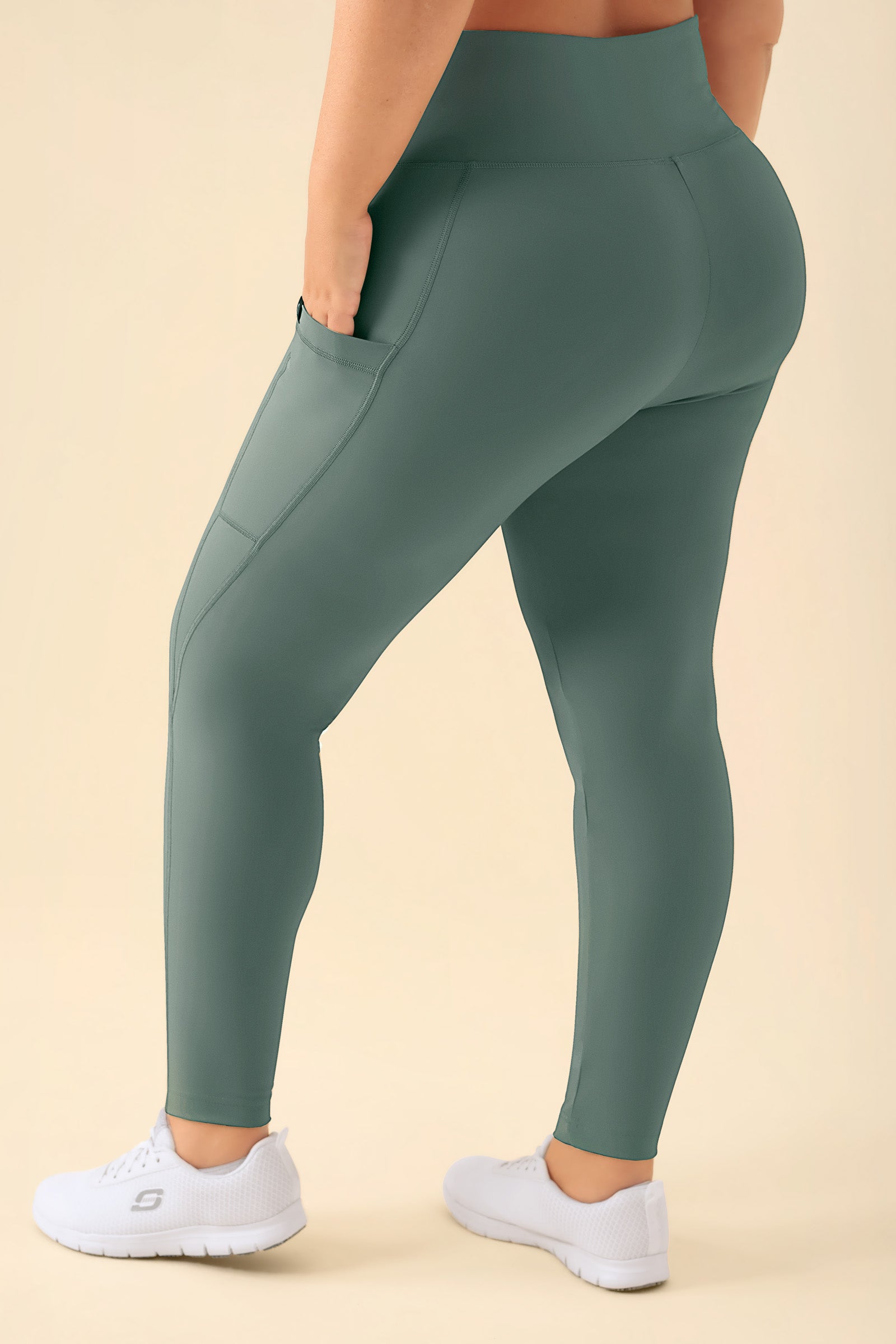 KAERE Leggings dames - super elastisch donkergroen, Achterzijde view