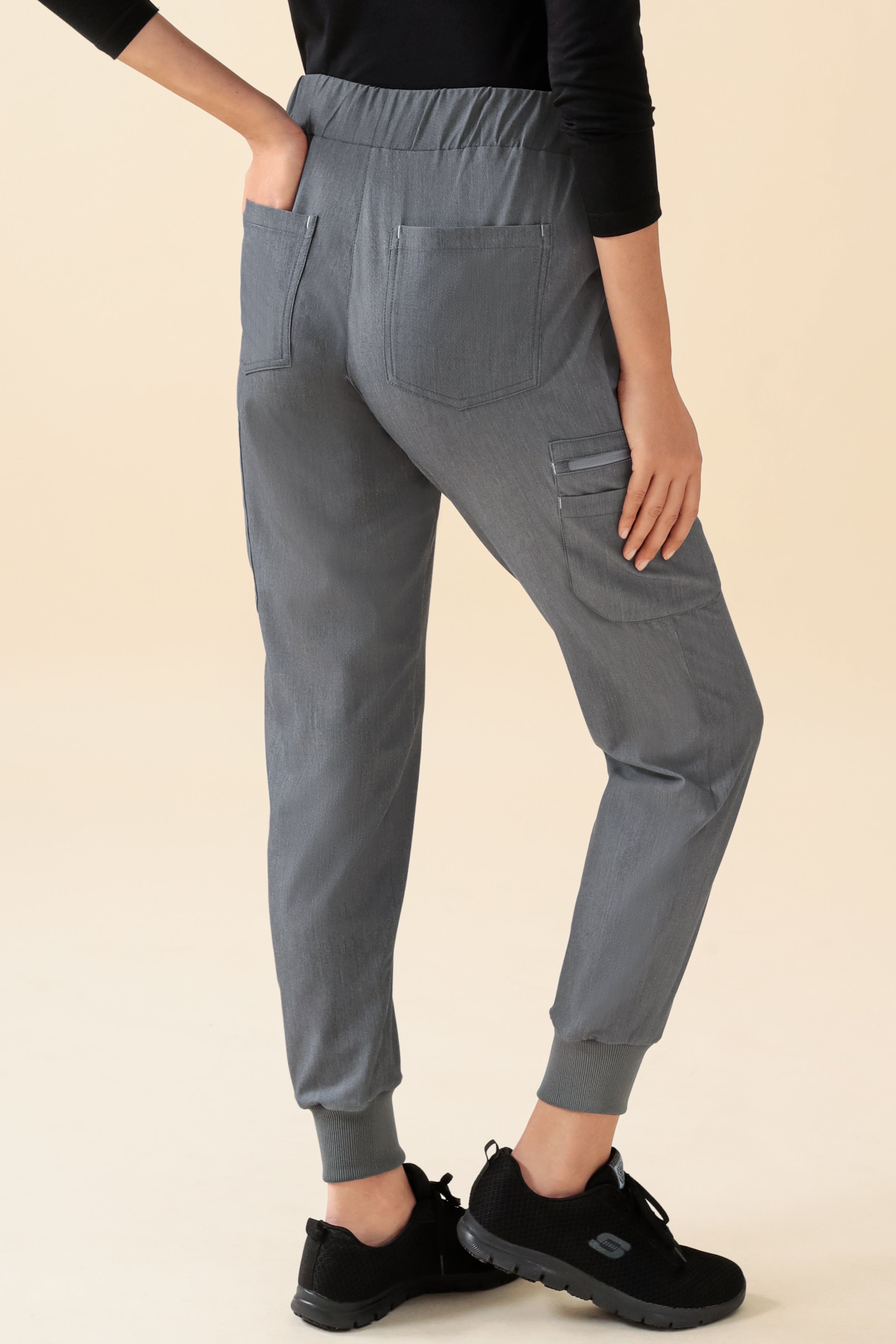 KAERE broek dames - zoom met elastische boord en beenzak grijs melange