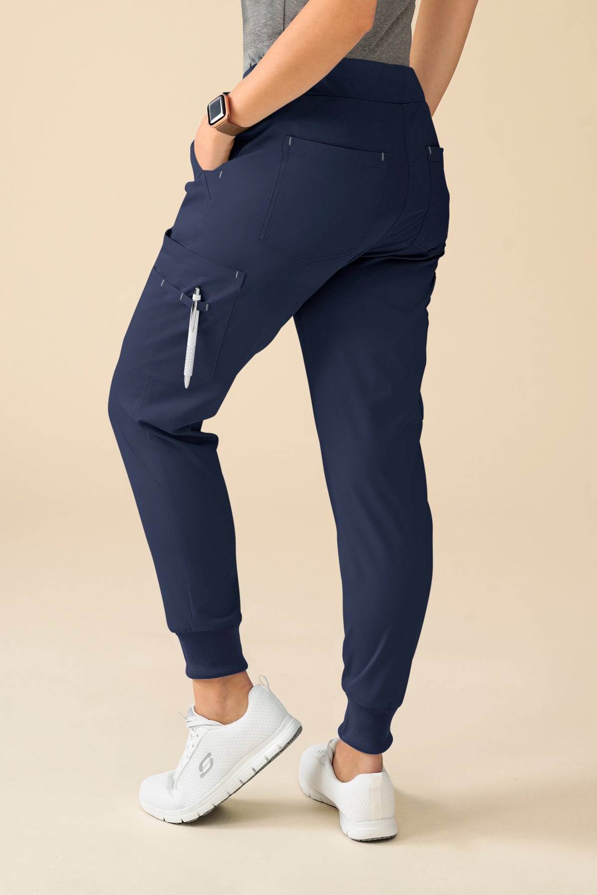 KAERE broek dames - zoom met elastische boord korte maat met beenzak navy