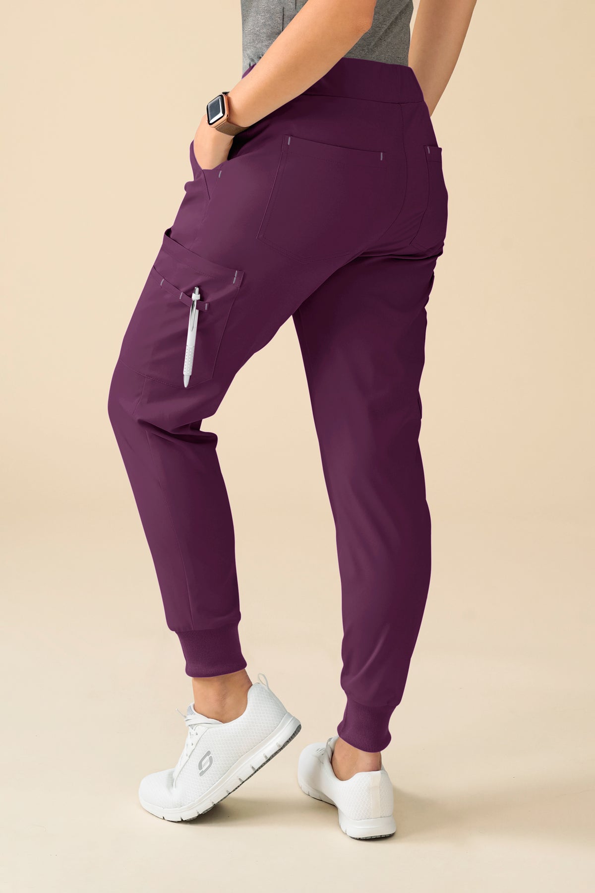 KAERE broek dames - zoom met elastische boord korte maat met beenzak pruimen, Achterzijde view