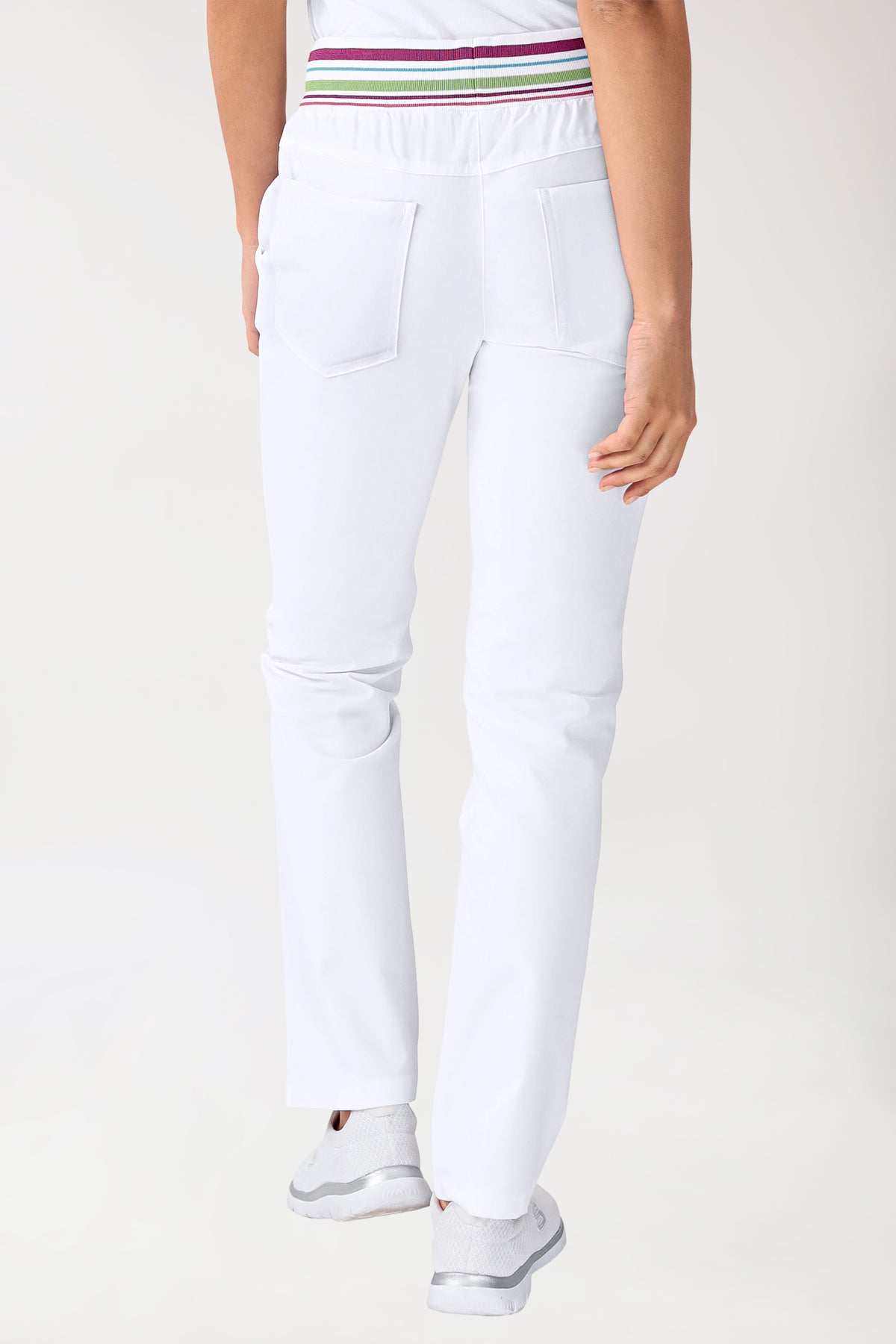 Stretchbroek dames - gebreide tailleband wit