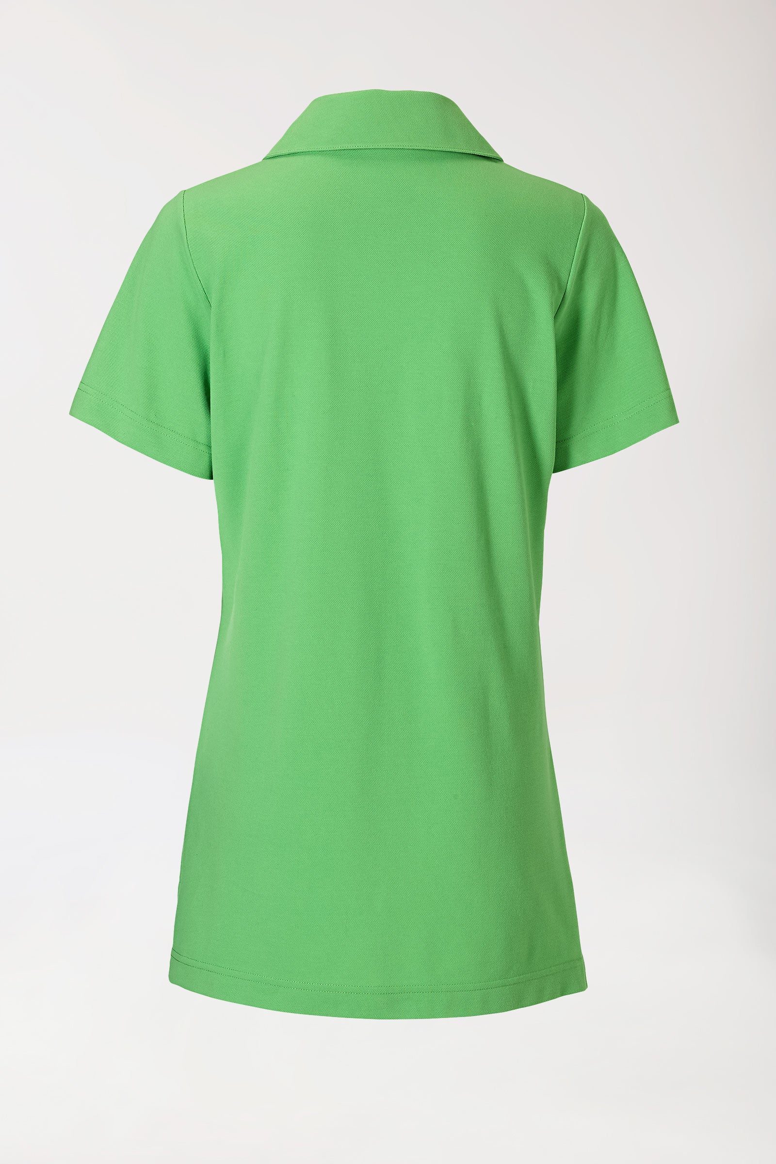 Piqué long-shirt dames - met kraag appelgroen, Achterzijde view